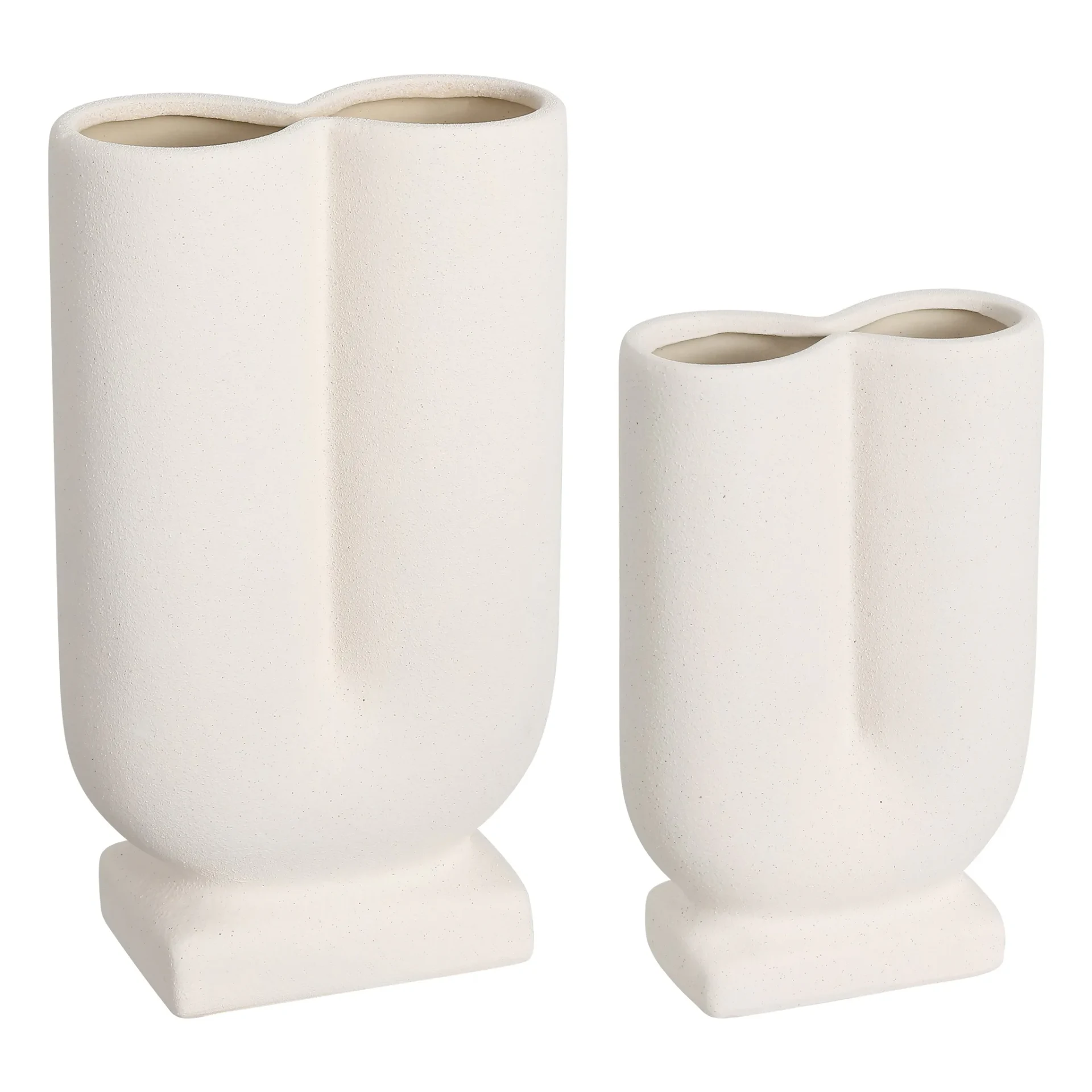 Sora Sculpture Vase ( Set Of 2 ) in Creme