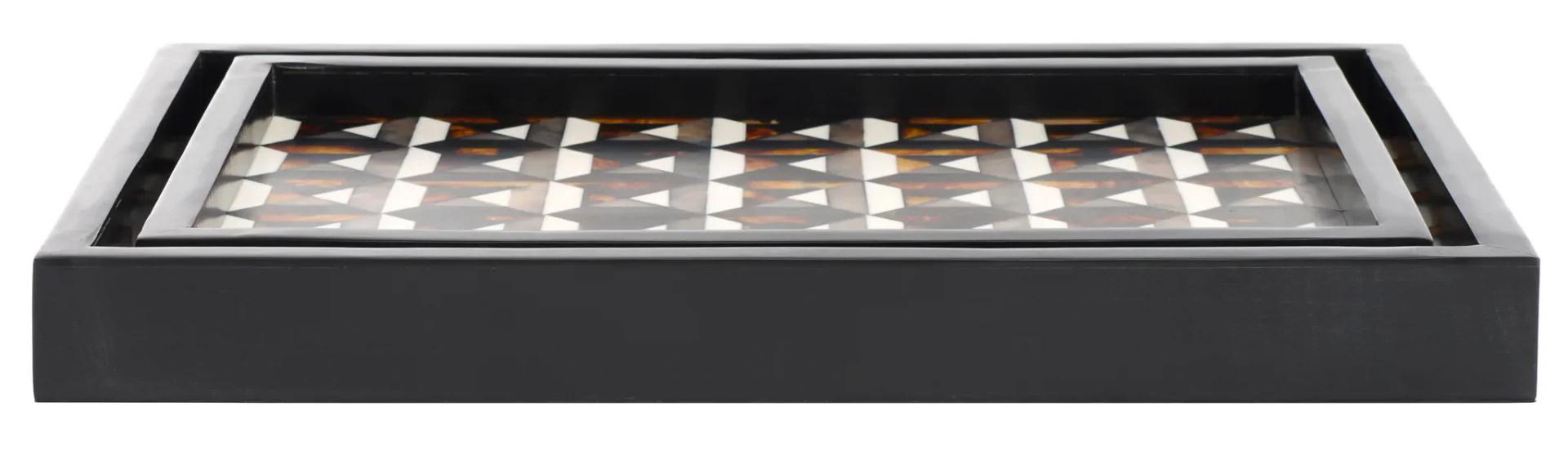 Ani Two-Piece Tray Set in Ivory / Brown