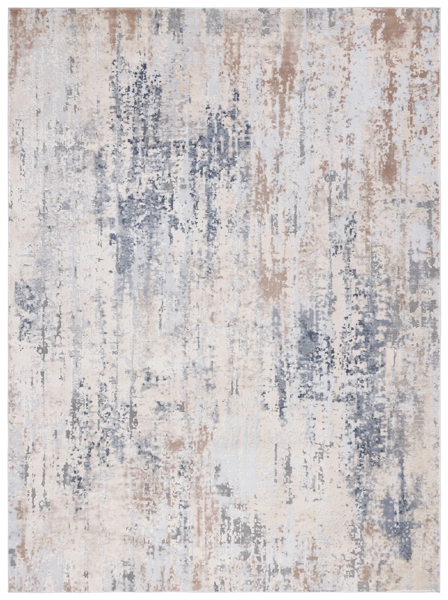 Reflection Distressed Abstract Rug in Cream / Gray