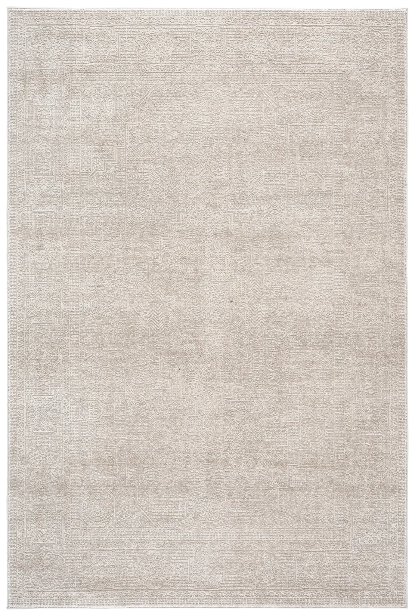Reflection Evoke Distressed Medallion Rug in Ivory / White
