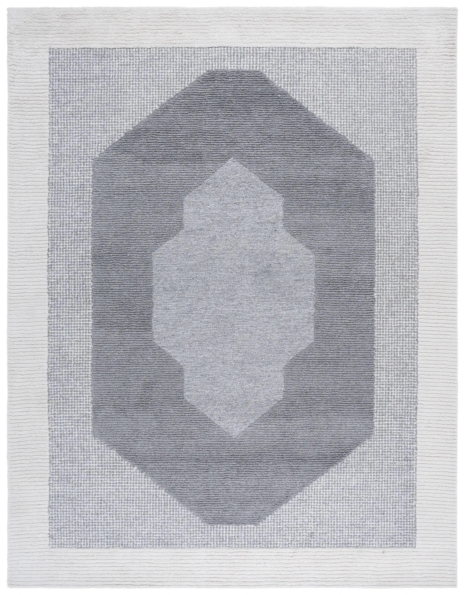 Renewal Concentric Medallion Hand-Tufted Rug in Dark Gray / Ivory