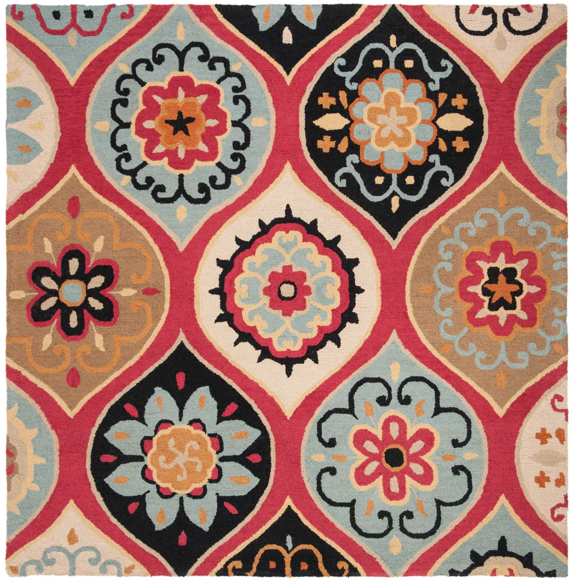 Roslyn Floral Medallion Hand-Tufted Wool Rug in Blue / Multicolor
