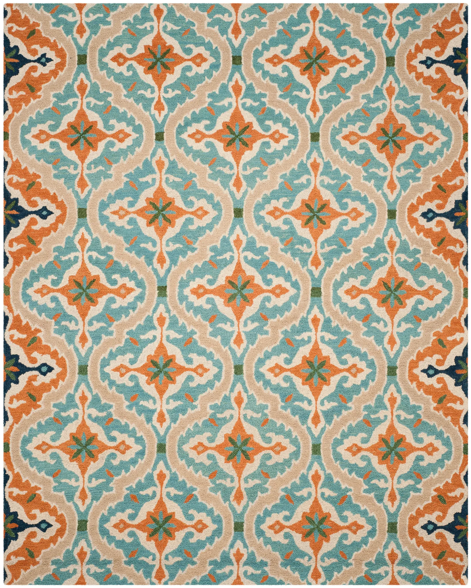 Roslyn Ogee Hand-Tufted Wool Rug in Blue / Beige