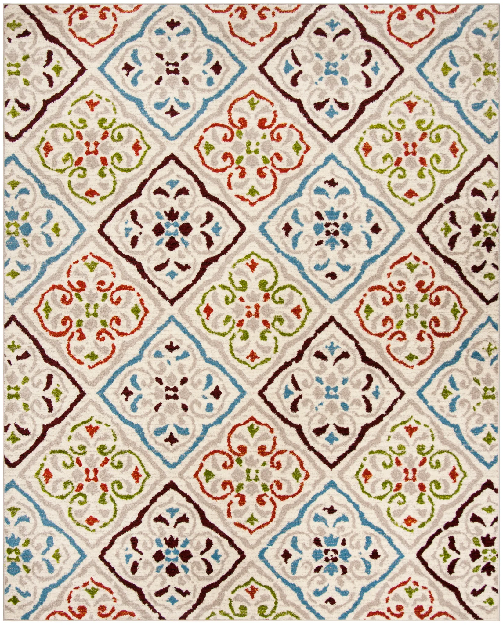 Sagamore Tile Lattice Rug in Light Gray / Terracotta