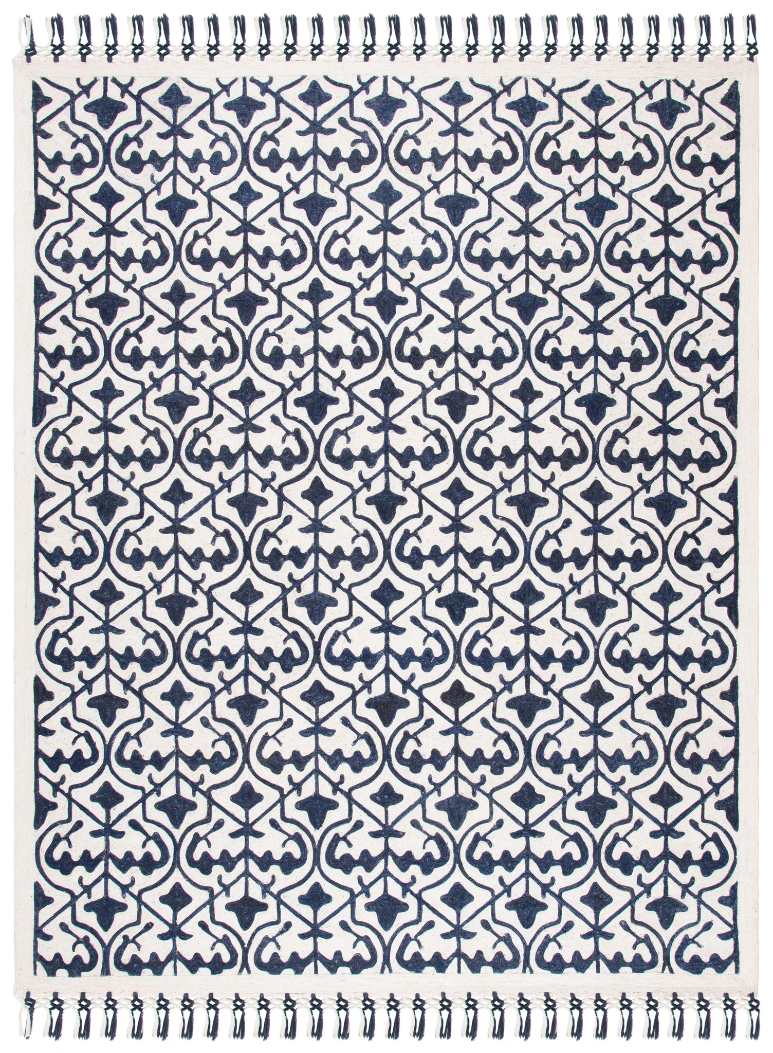Sahara Trellis Hand-Tufted Rug in Navy / Ivory
