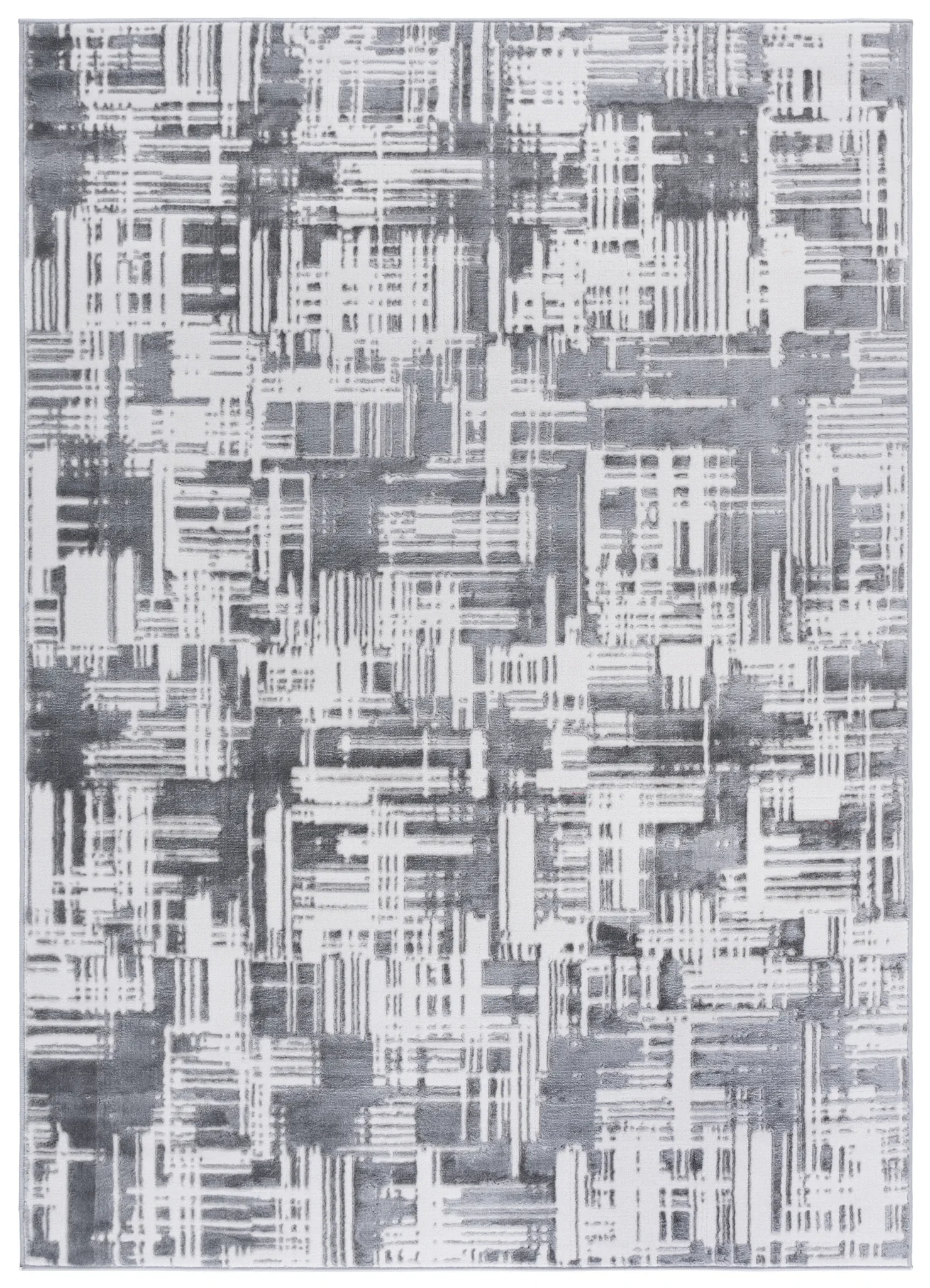 Saylor Abstract Grid Rug in Ivory / Dark Gray