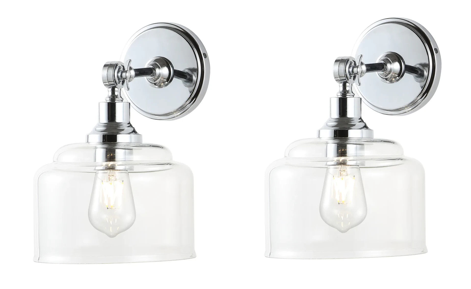 Lansor Wall Sconce (Set Of 2) in Chrome / Clear