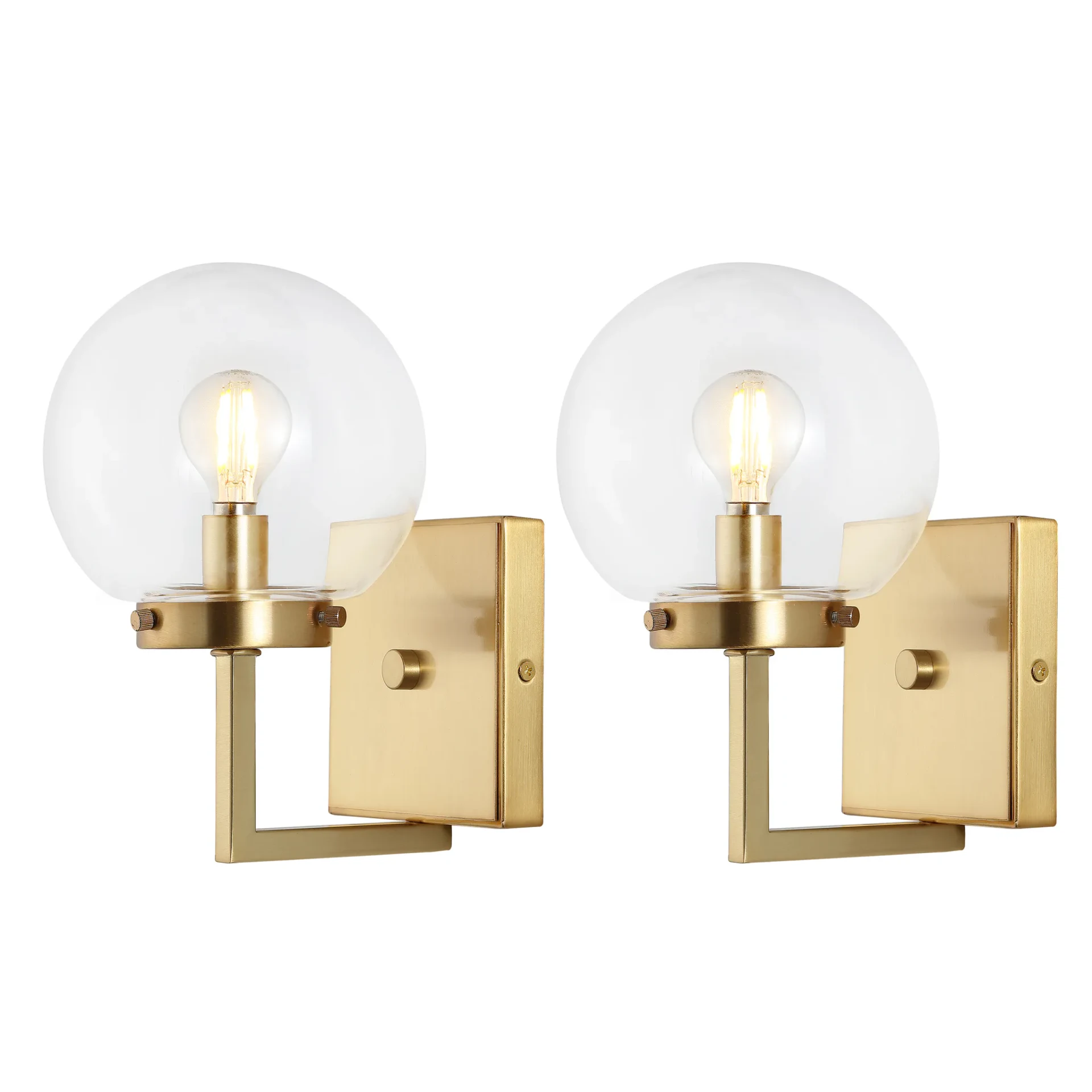 Ganon Wall Sconce (Set Of 2) in Brass / Clear