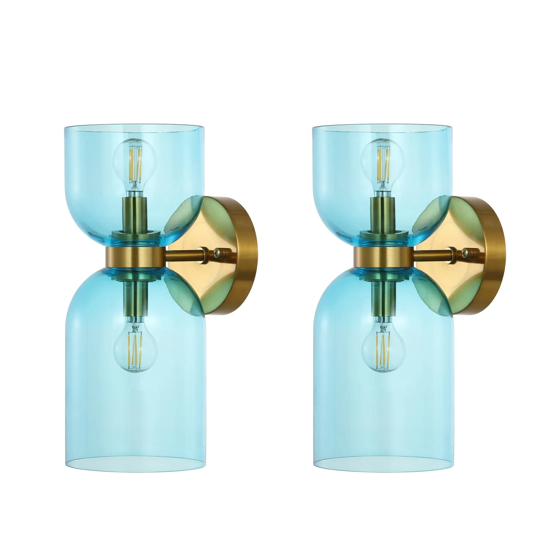 Solyn Two-Light Wall Sconce (Set of 2) in Blue / Brass