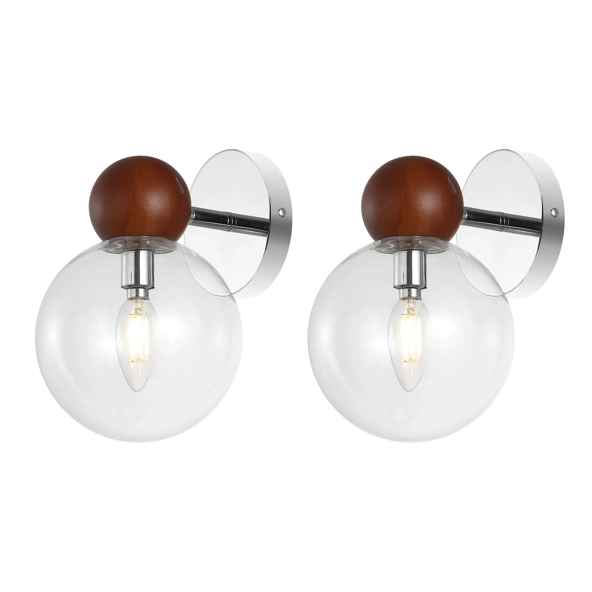 Rio Wall Sconce (Set Of 2) in Dark Walnut / Nickel