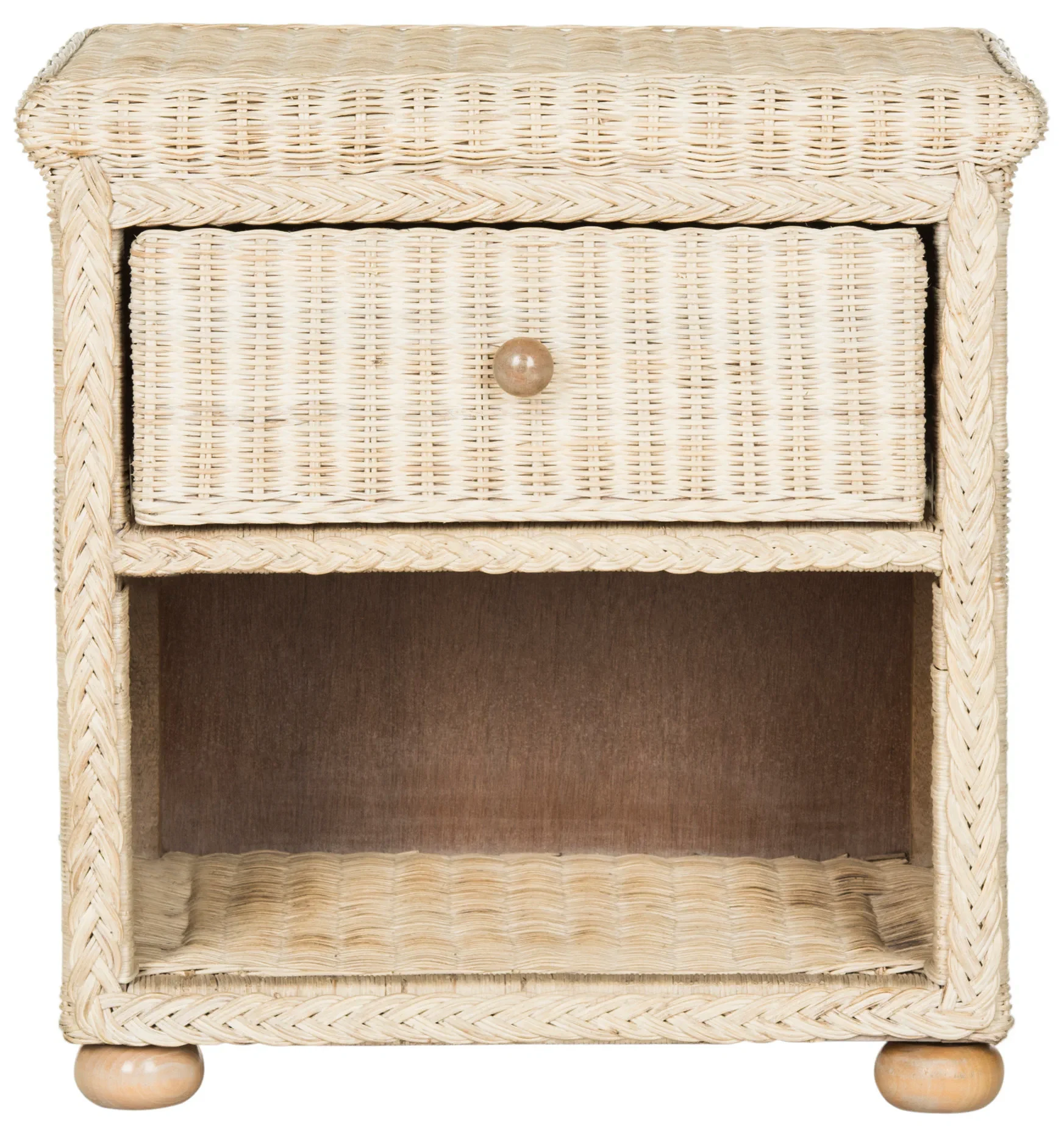 Adira Wicker End Table in White Washed
