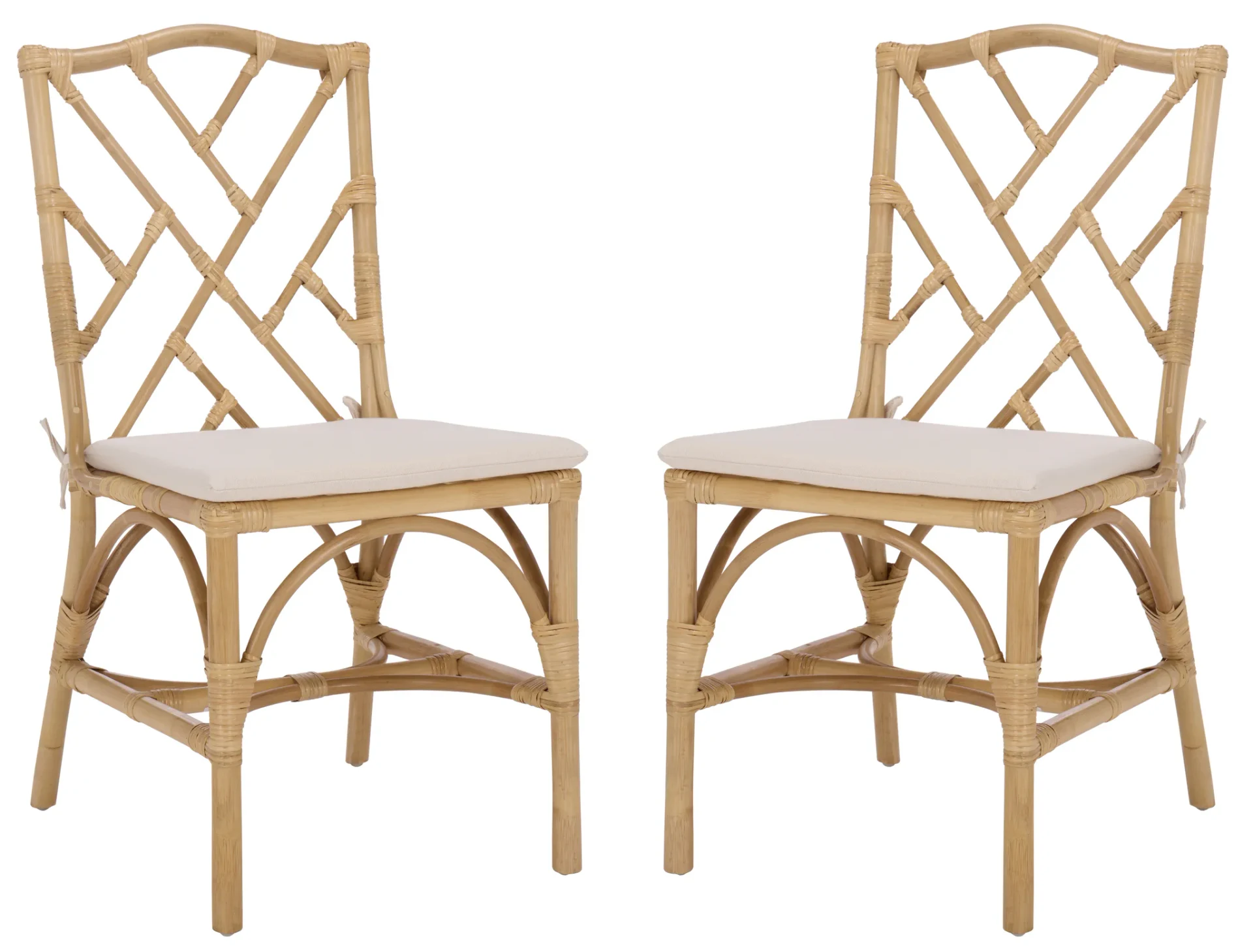Chadale Rattan Dining Chair (Set of 2) in Natural / Cream