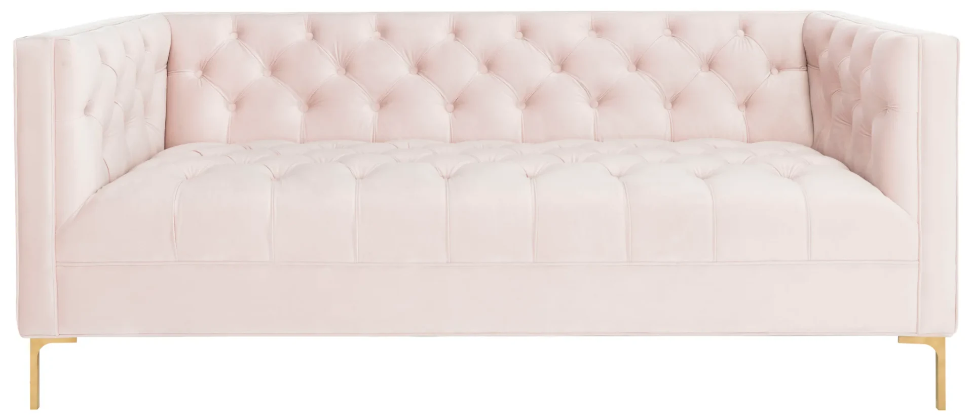 Vydia Tufted Sofa in Blush / Gold