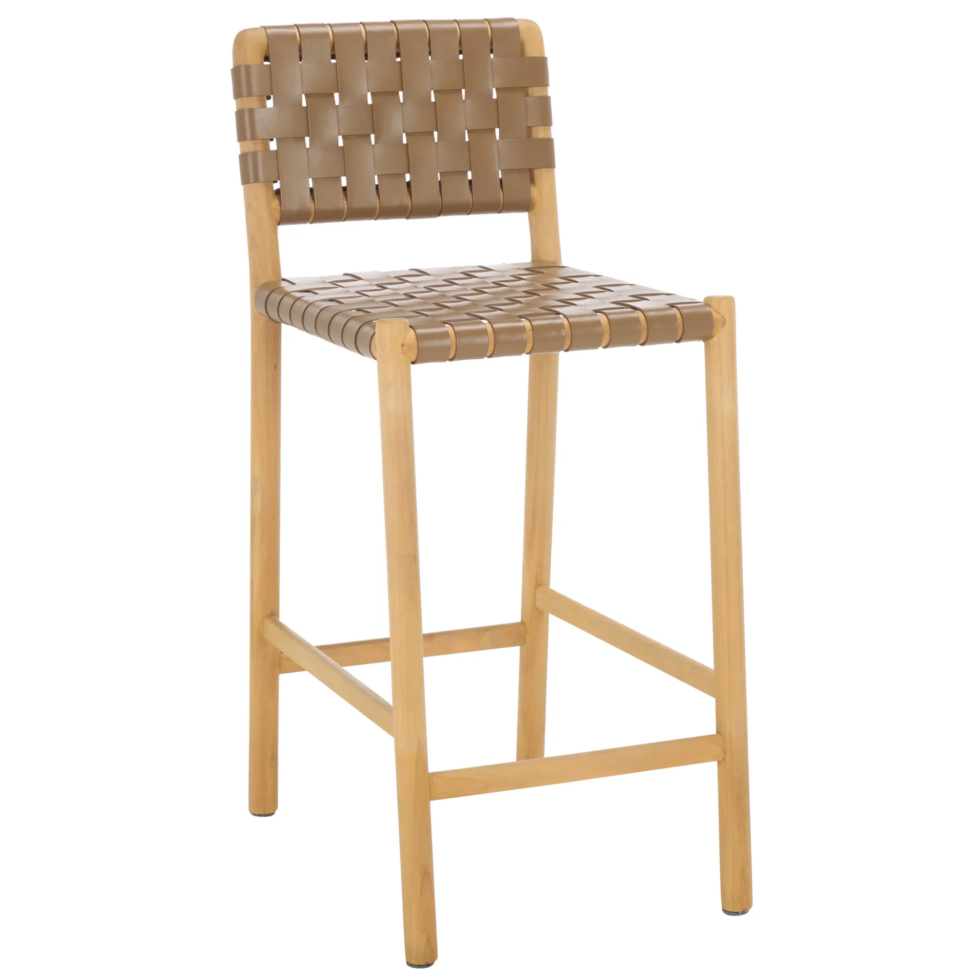 Jeremiah Woven Leather Counter Stool in Brown / Natural