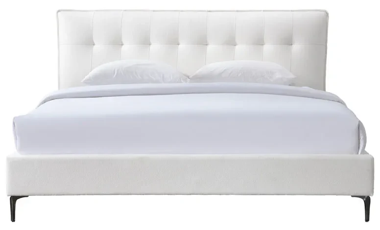 Rexsie Tufted Headboard Bed in Dark Gray / Black