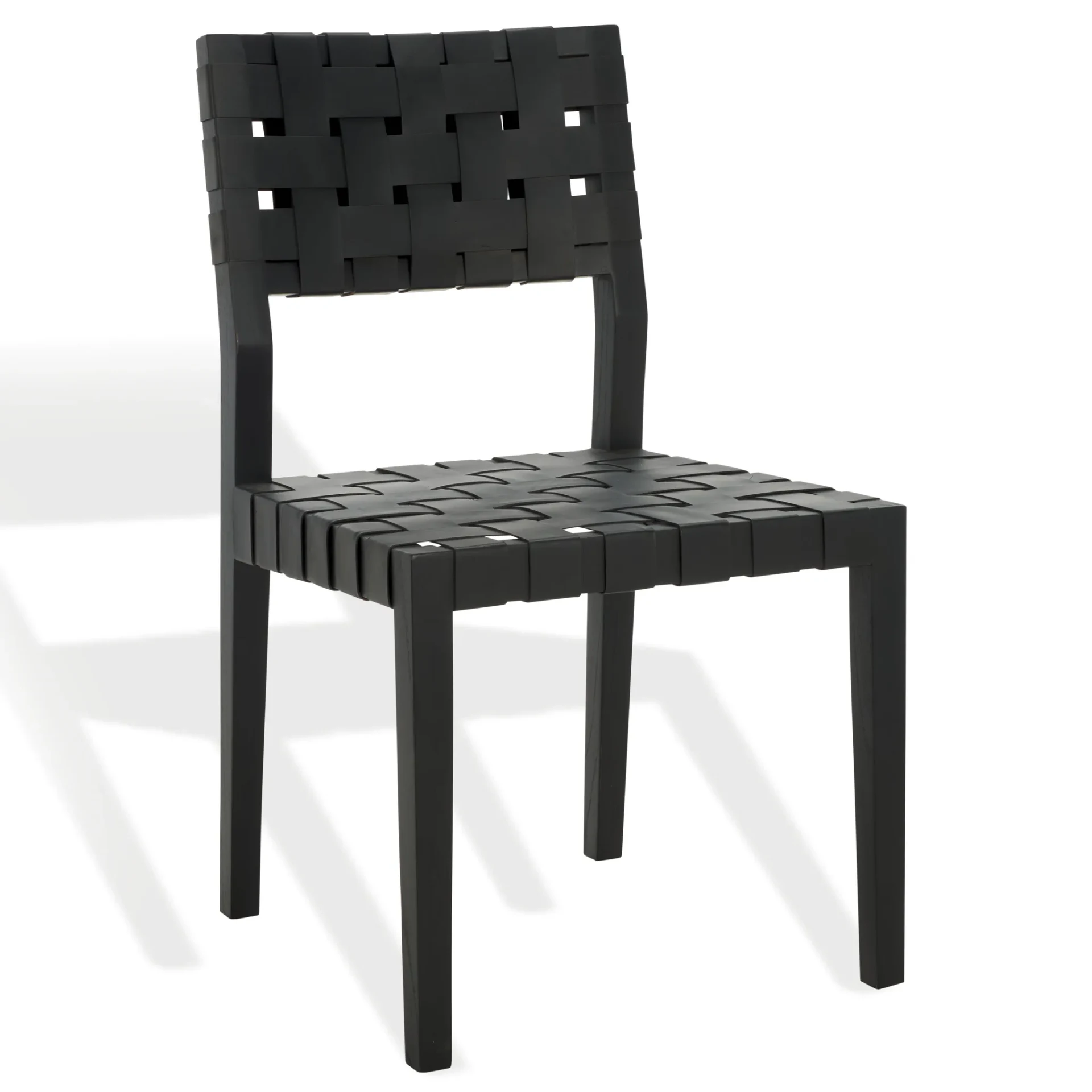 Bette Woven Leather Dining Chair (Set of 2) in Black