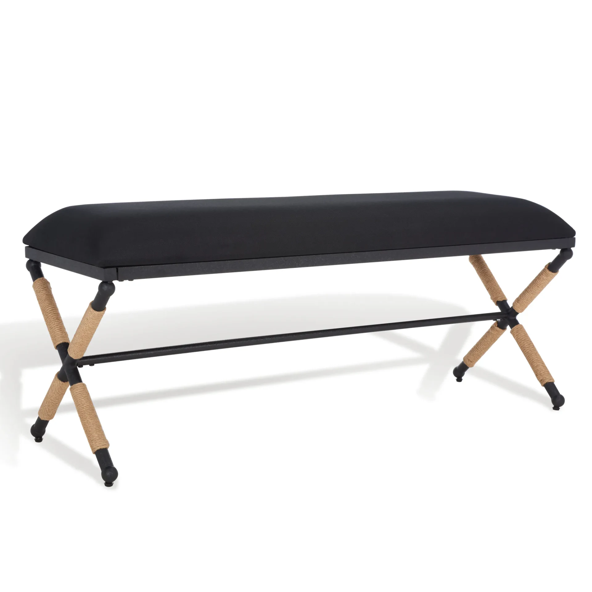 Carmelo Hemp Wrapped Bench in Black