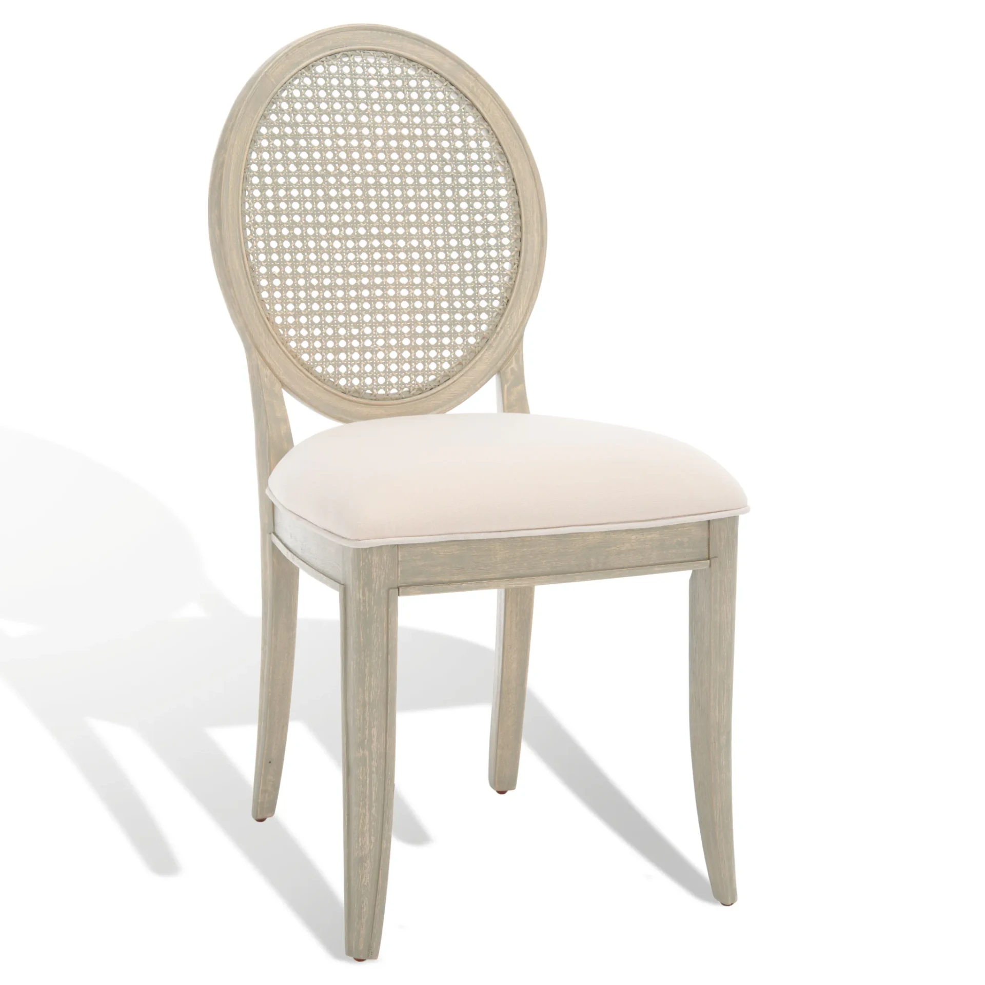 Karlee Rattan Back Dining Chair (Set of 2) in Rustic Gray / Beige