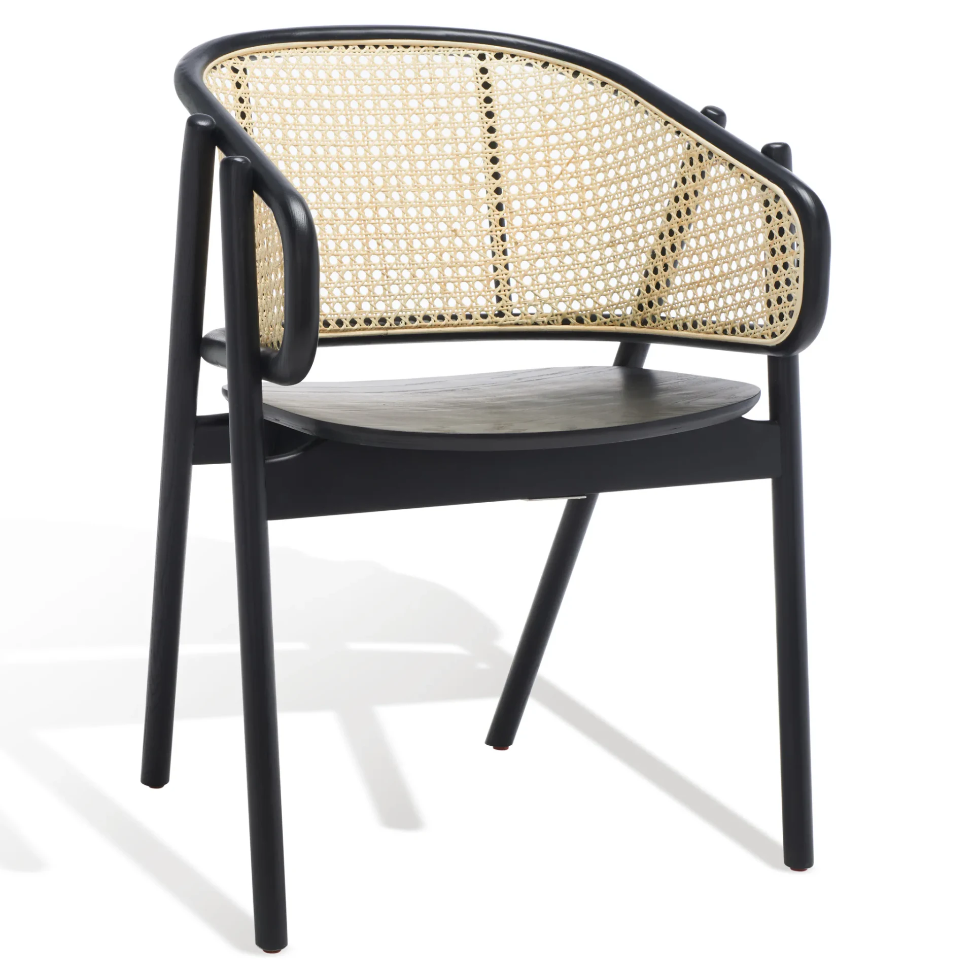 Emmy Rattan Back Dining Chair in Black / Natural