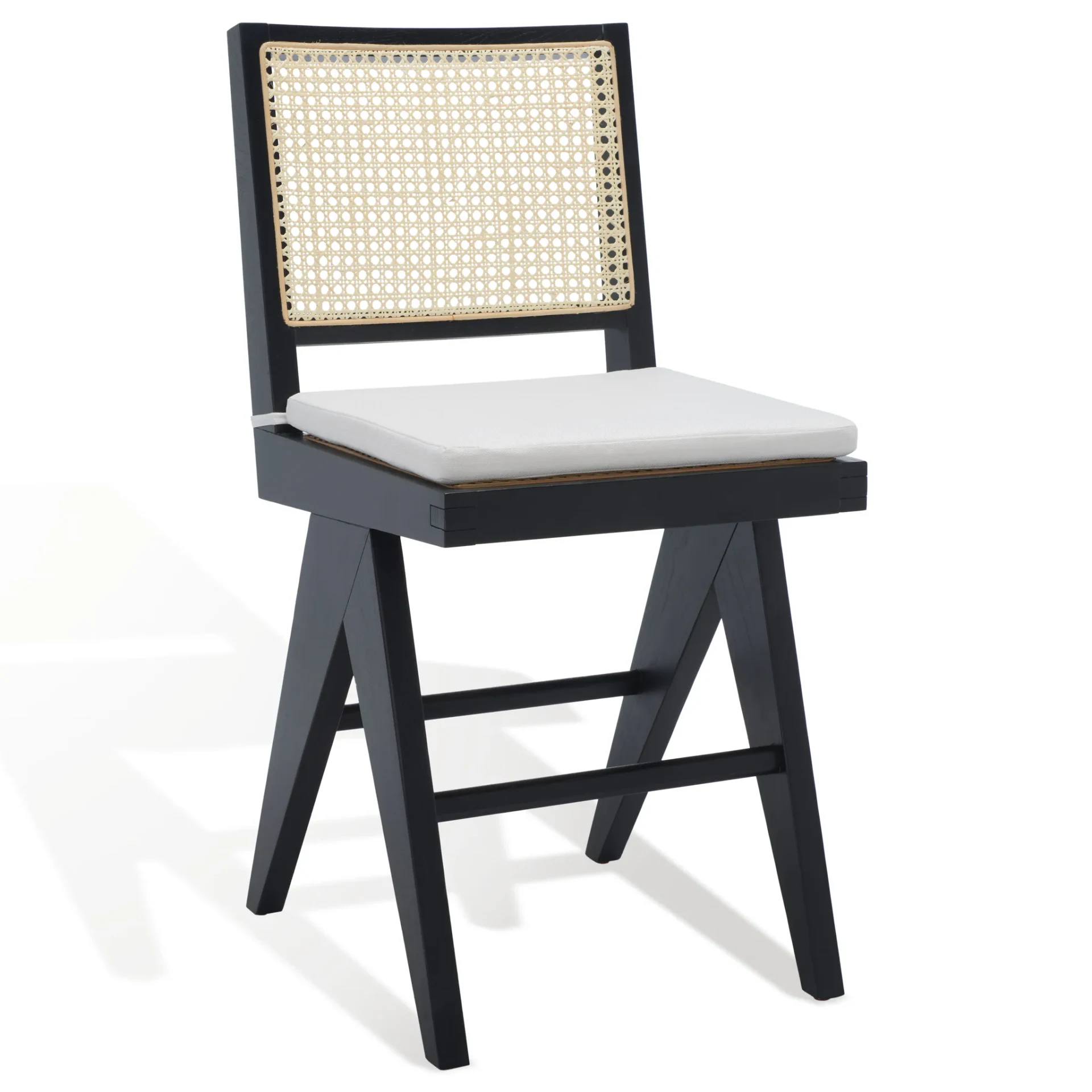 Colette Rattan Counter Stool in Black / Natural