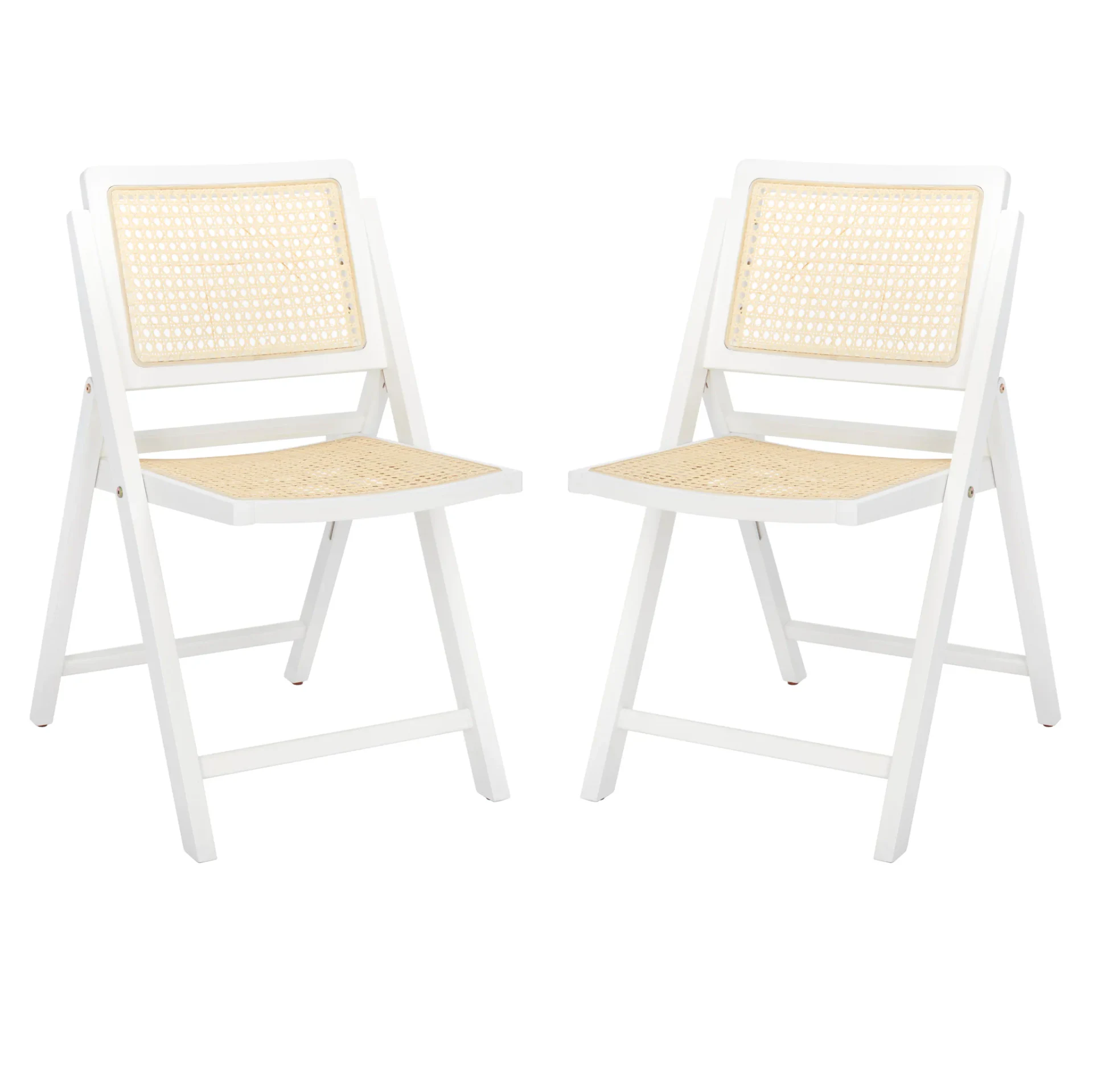 Desiree Cane Folding Dining Chair (Set of 2) in Black / Natural