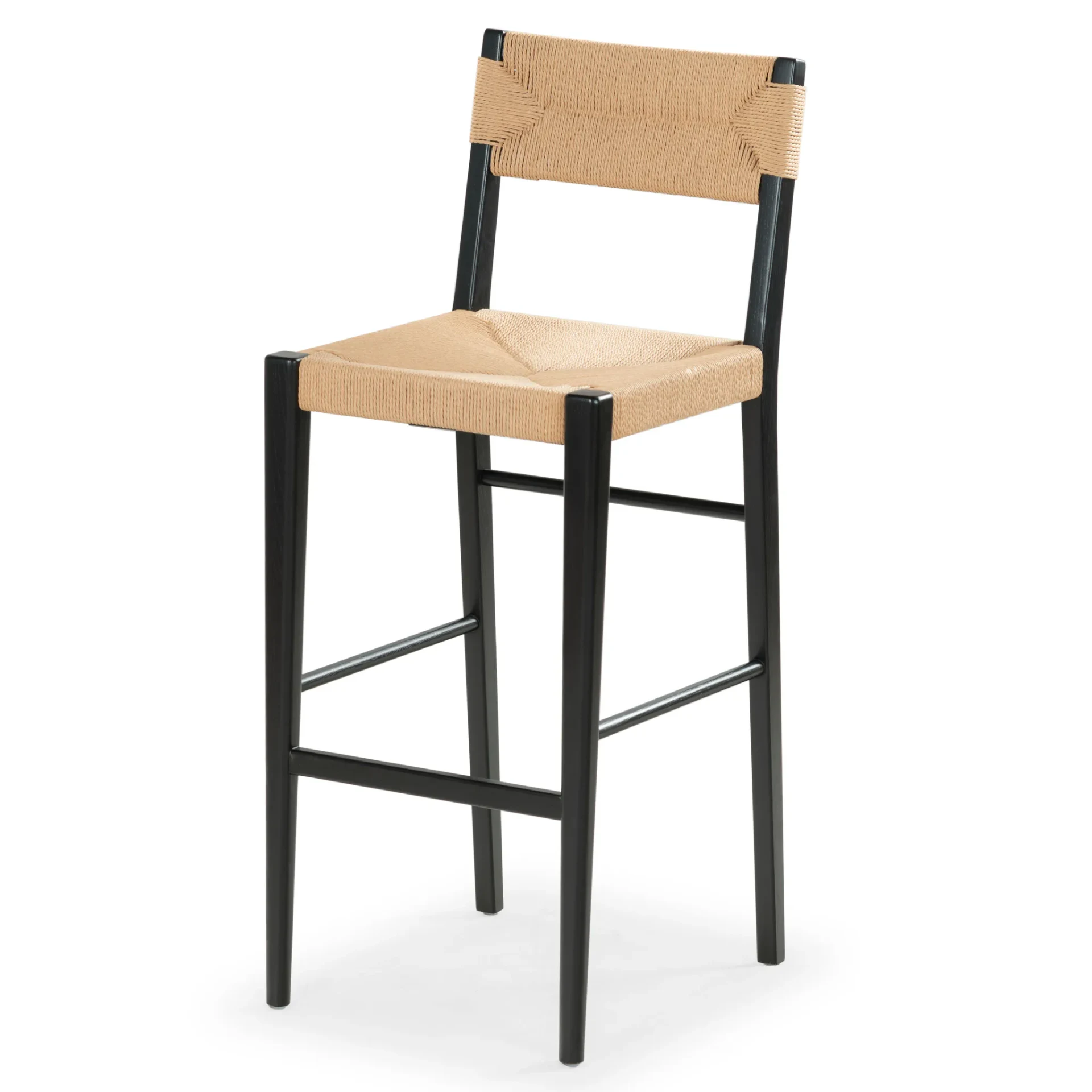 Cody Rattan Barstool in Black / Natural