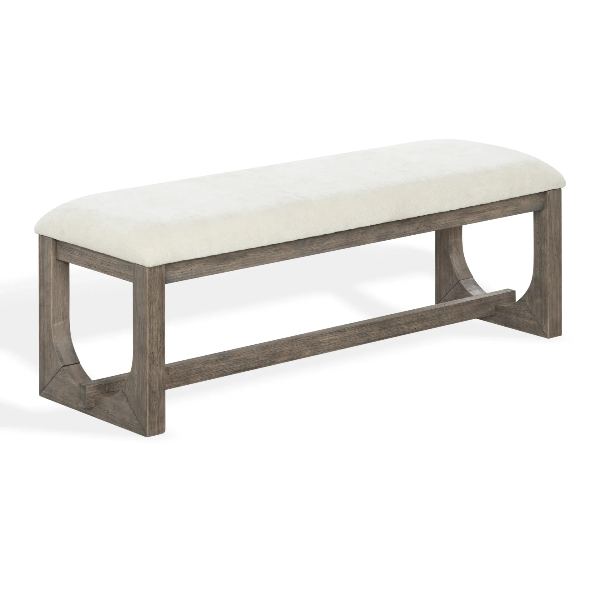 Doriella Wood Bench in Walnut / Beige