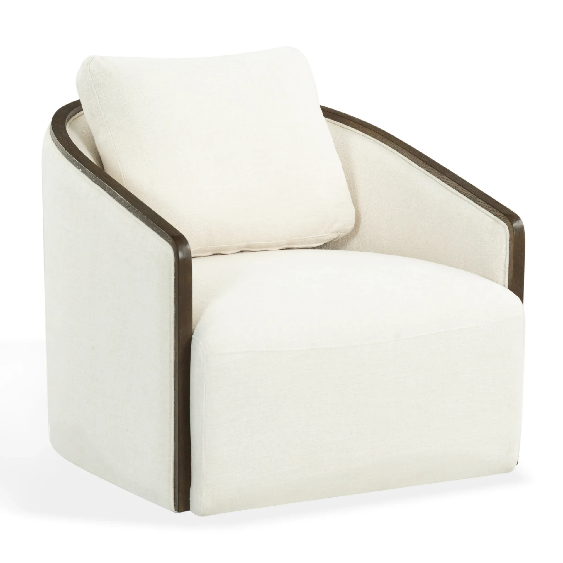 Higgins Swivel Chair in Ivory / Dark Brown