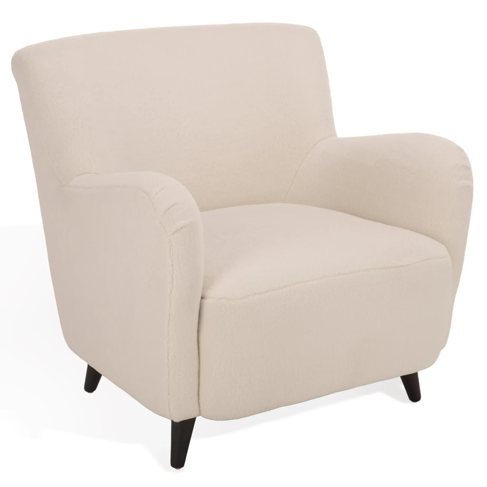 Rayanne Teddy Large Modern Wingback Chair in Ivory