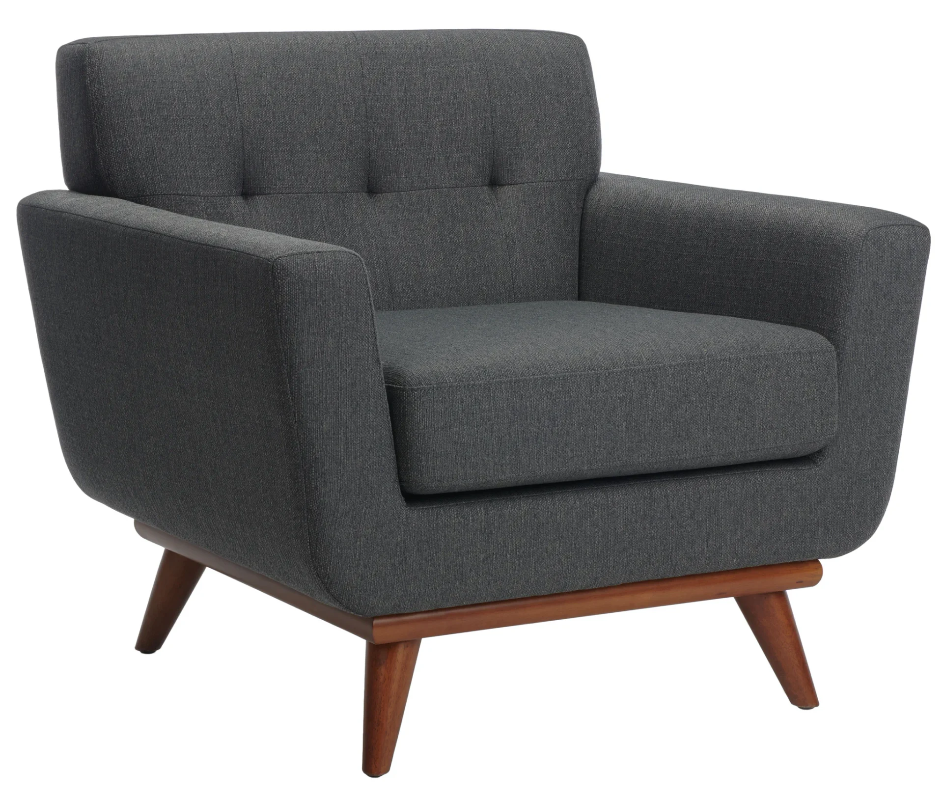 Opal Linen Tufted Arm Chair in Slate Gray