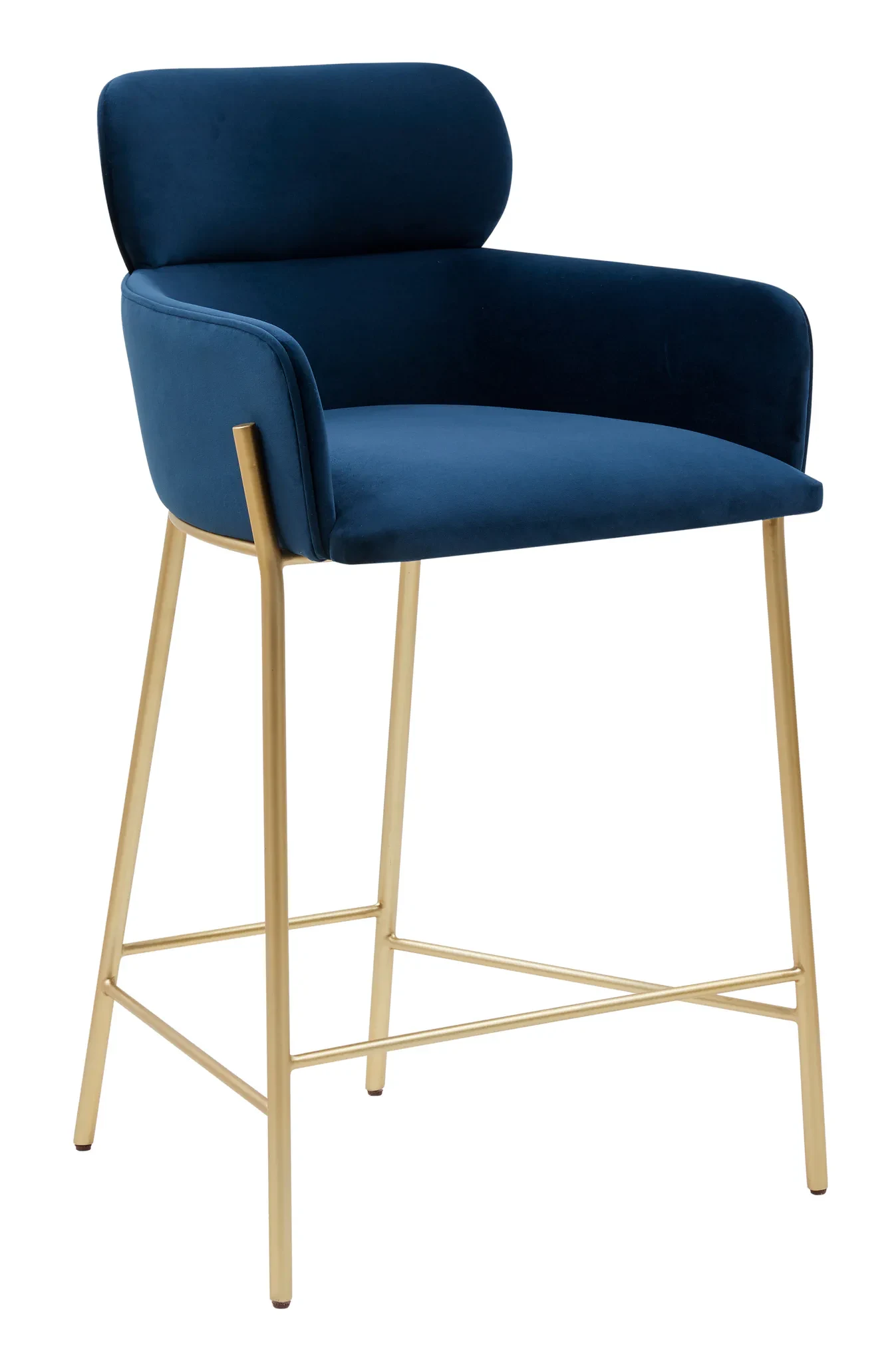 Charlize Velvet Counter Stool in Dark Gray / Gold