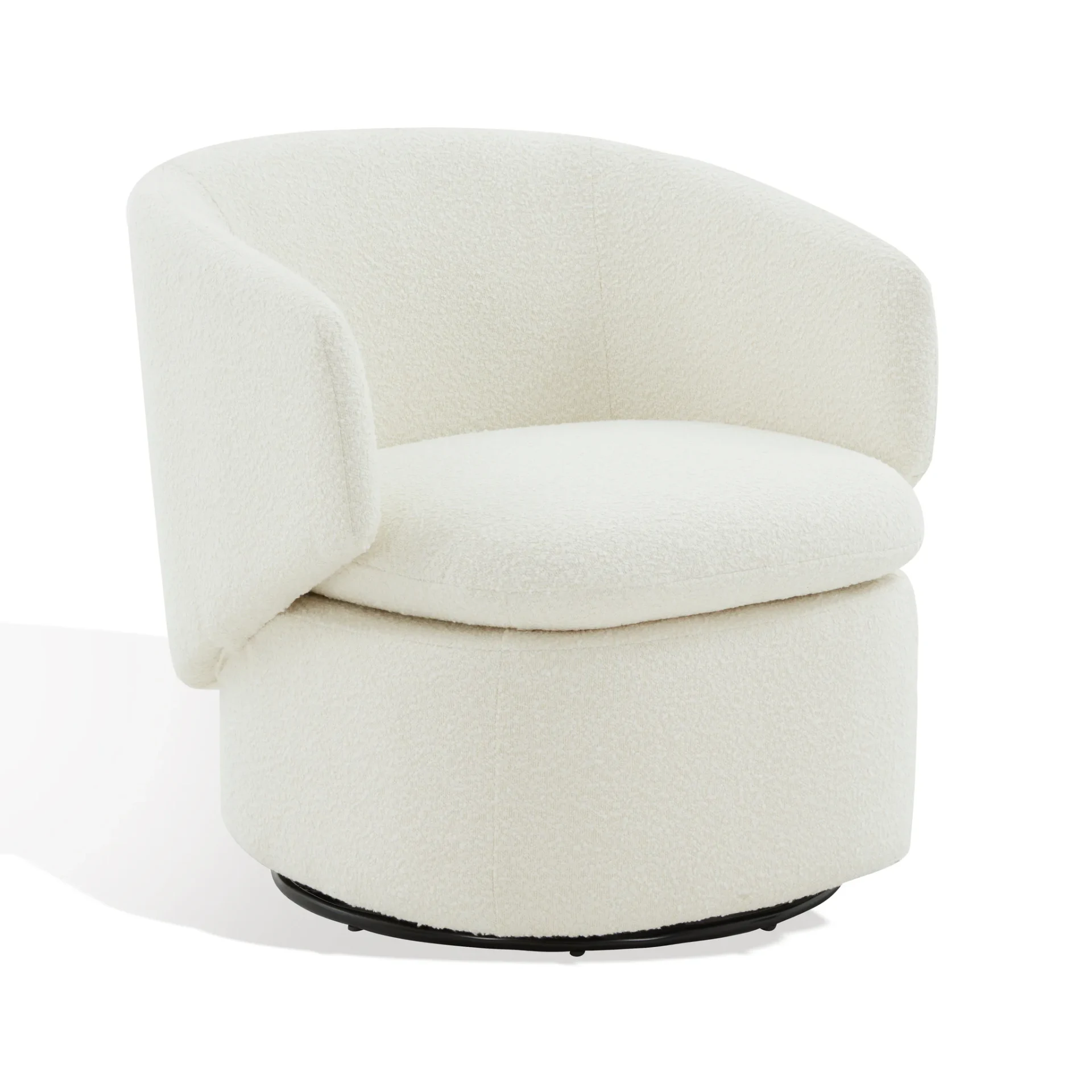 Phyllis Boucle Swivel Chair in Black