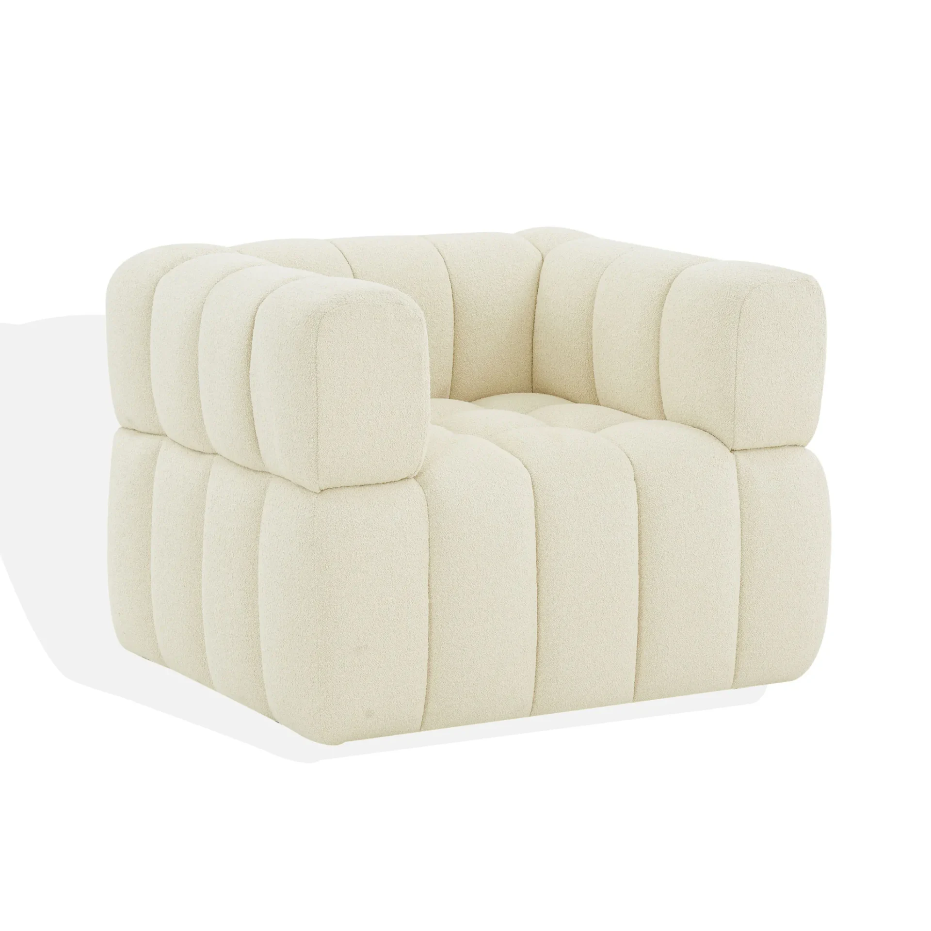 Calyna Boucle Accent Chair in Light Gray