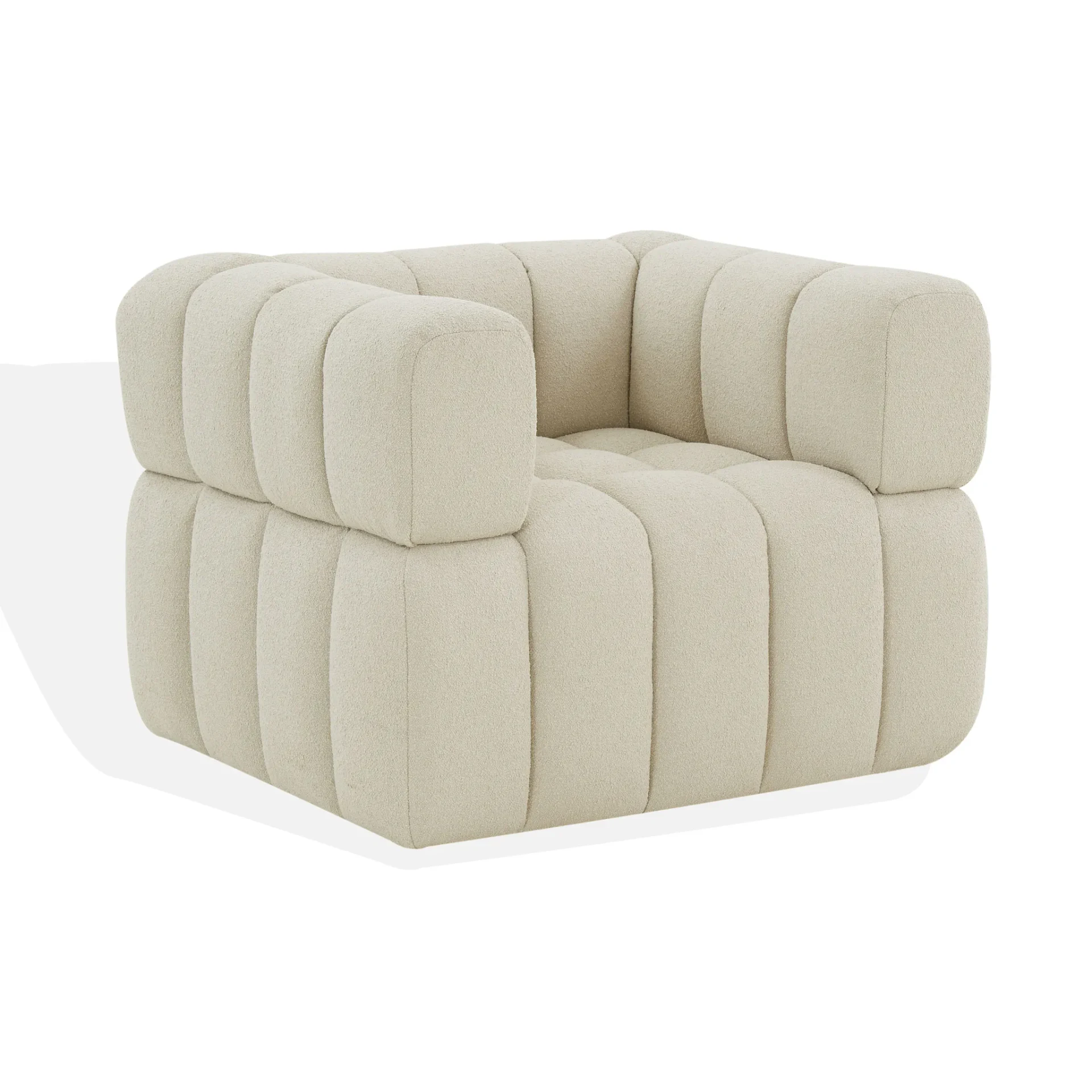 Calyna Boucle Accent Chair in Light Gray