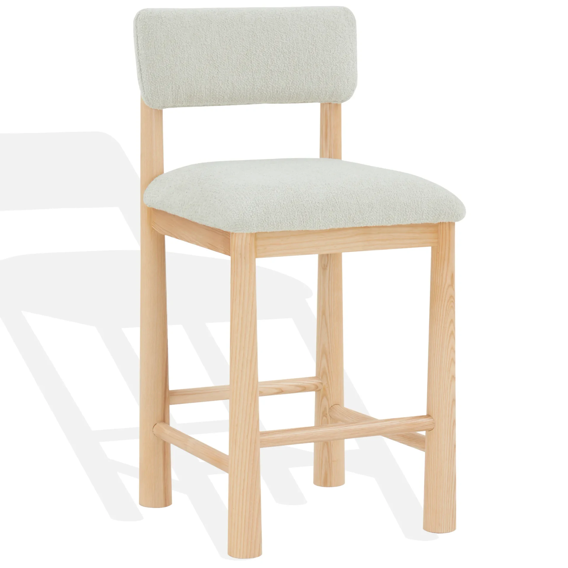 Wrenley Boucle Counter Stool in Taupe / Natural