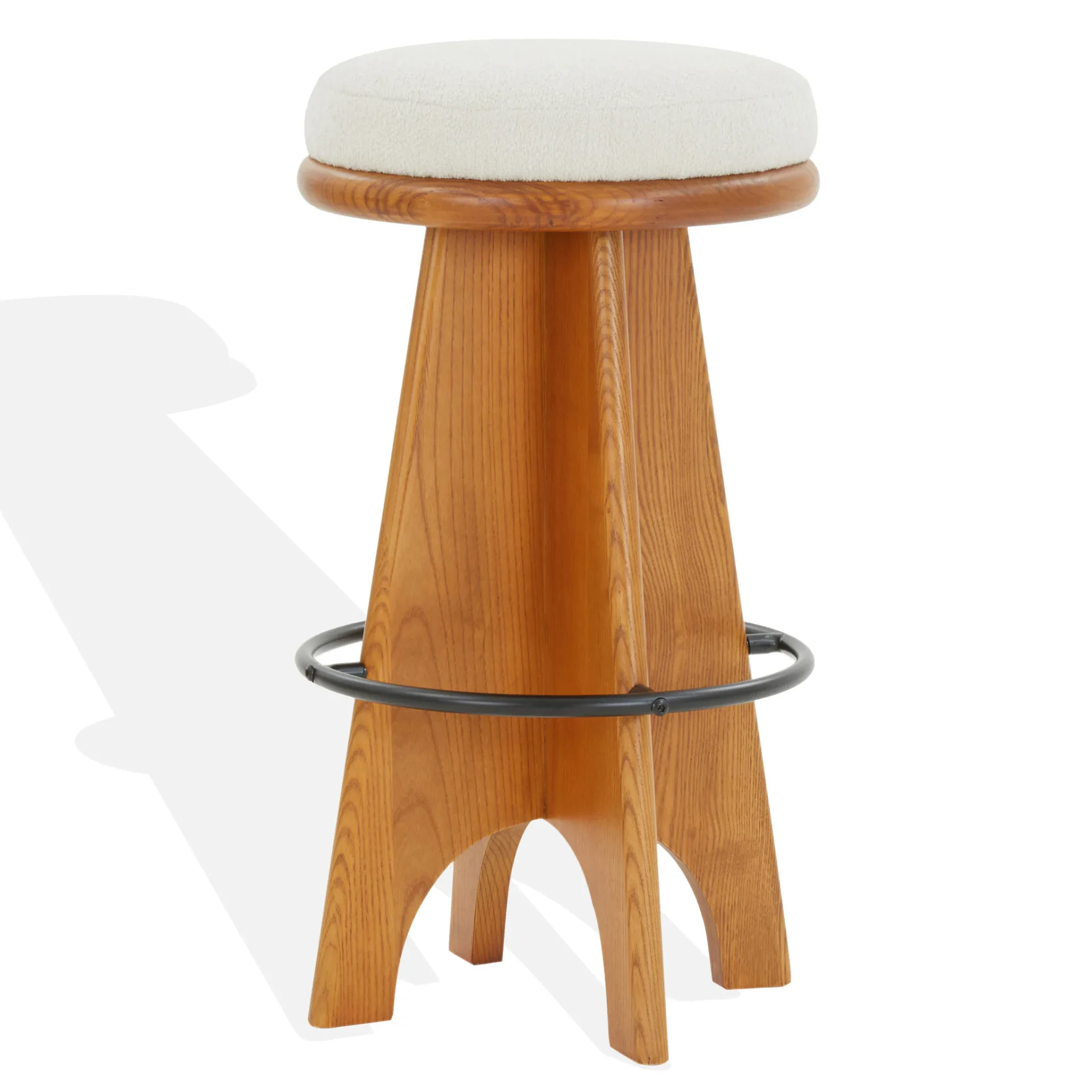Bellarita Round Swivel Barstool in Ivory / Walnut