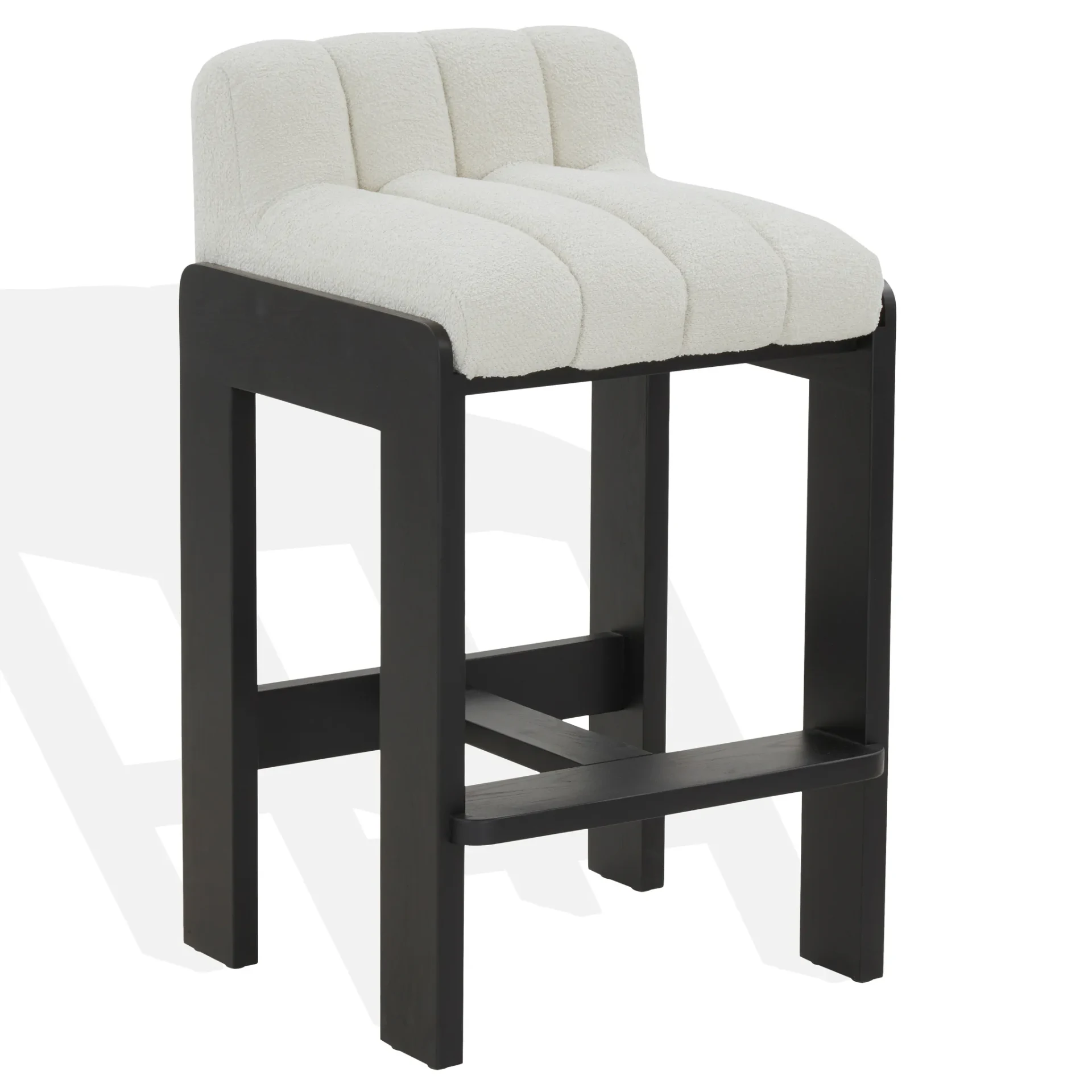 Delphini Boucle Barstool in Ivory / Black