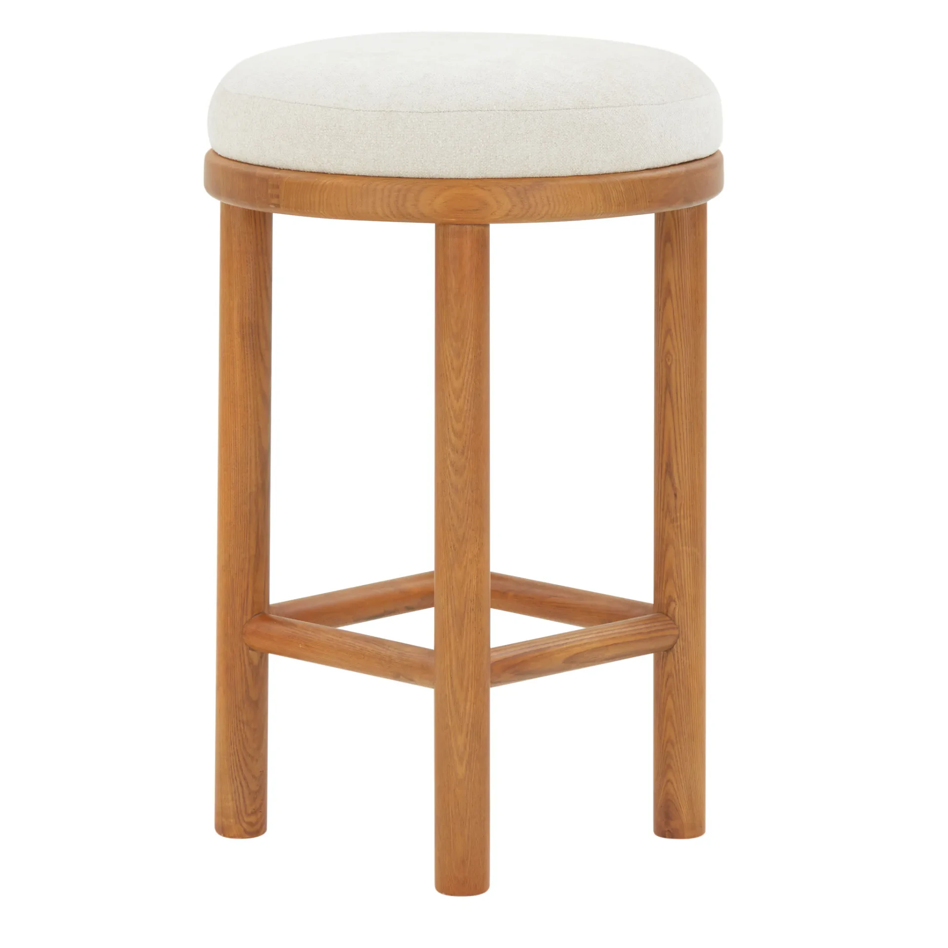 Toledo Round Wood Counter Stool in Cream / Walnut
