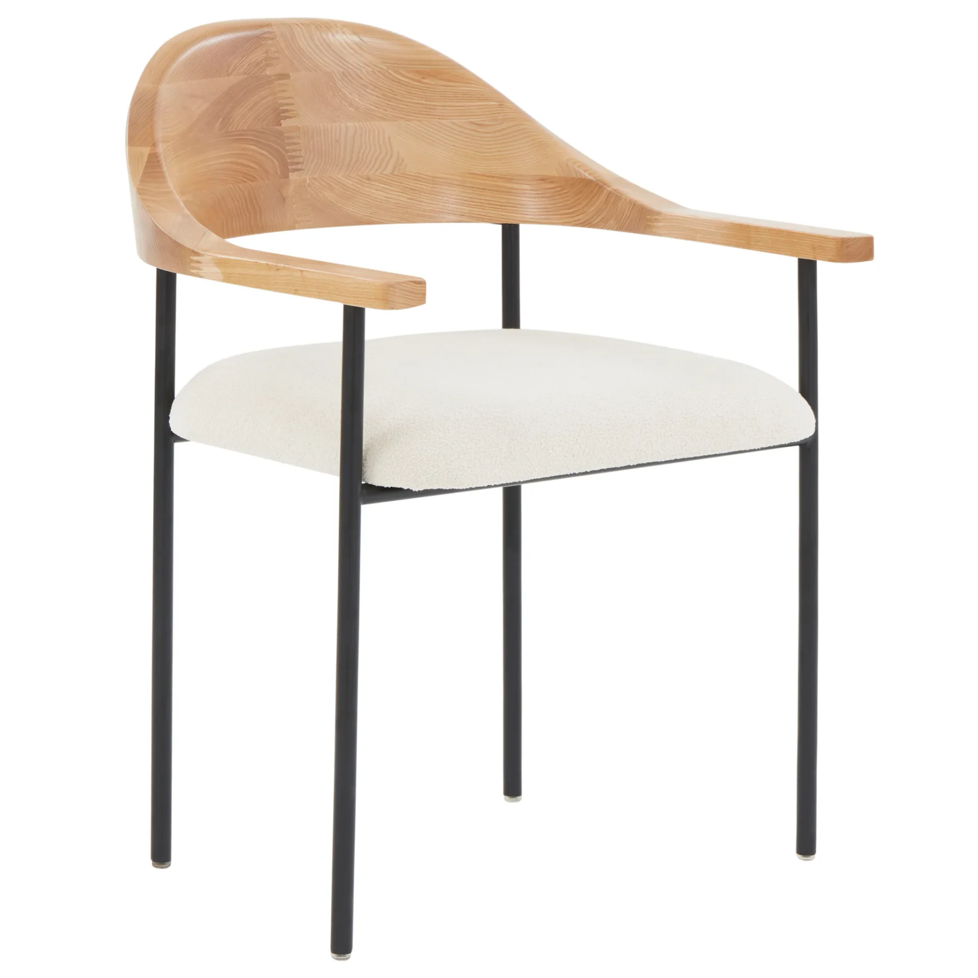 Denver Boucle Dining Chair in Ivory / Black