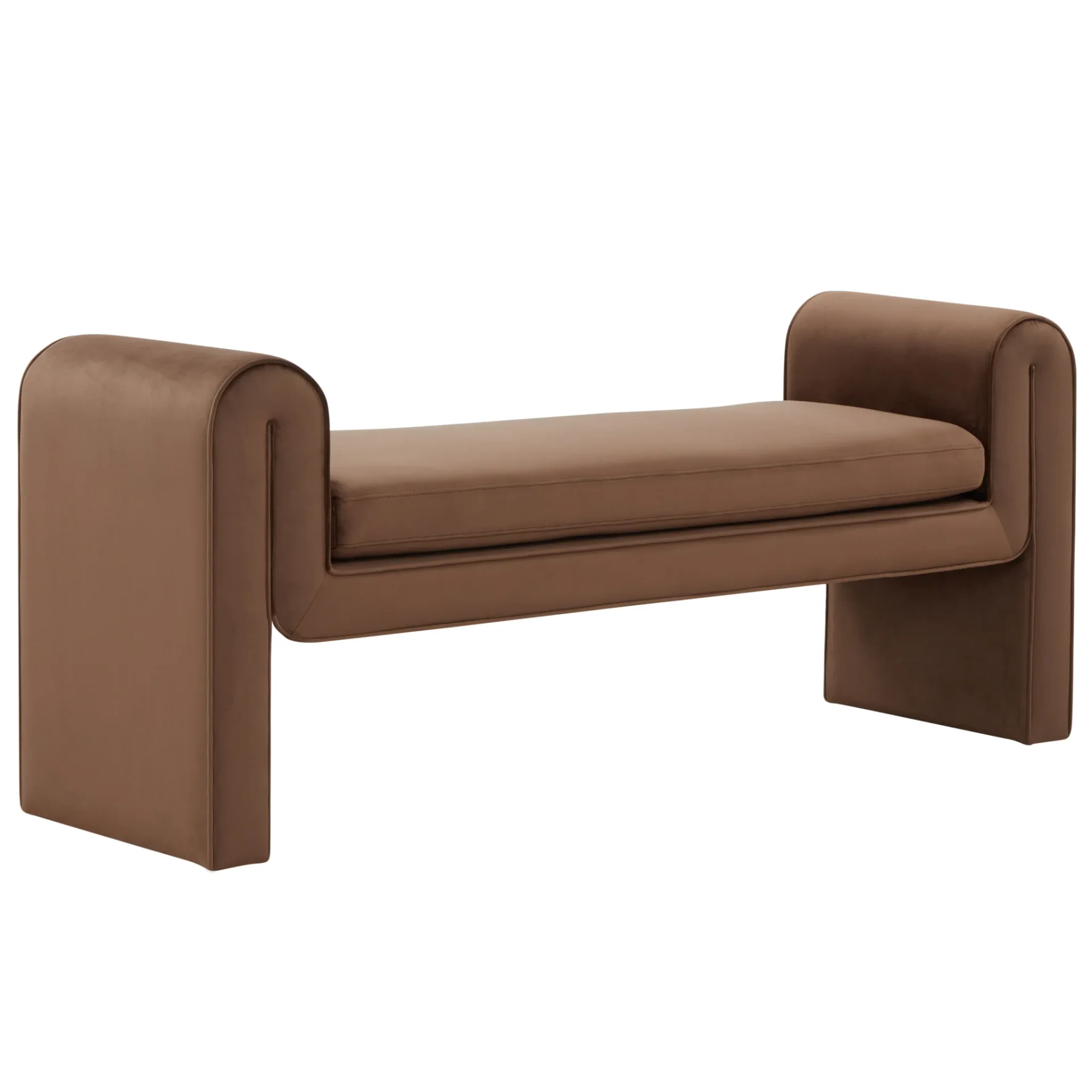 Garth Velvet Bench in Dark Brown