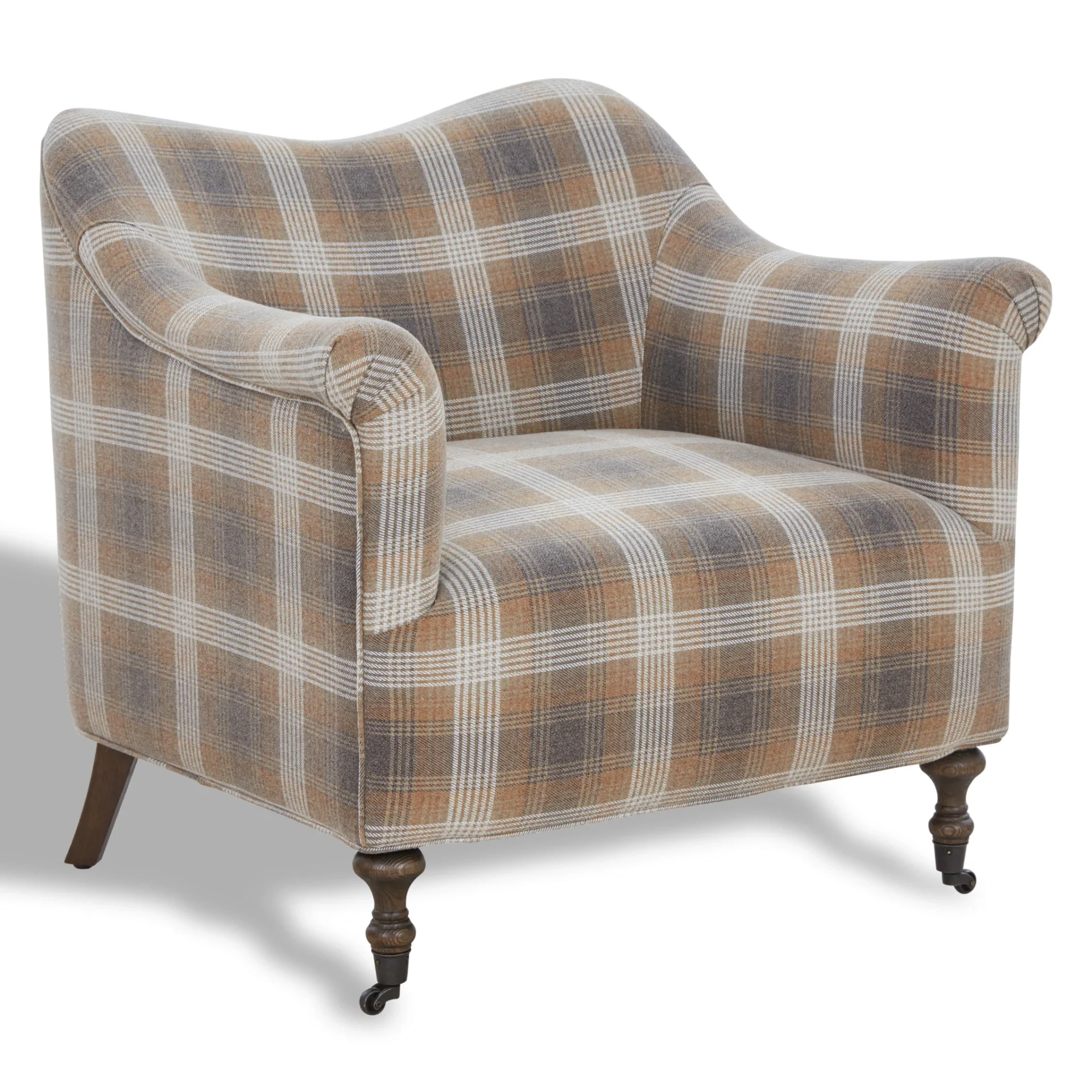 Olsen Caster Leg Accent Chair in Brown / Dark Brown Oak