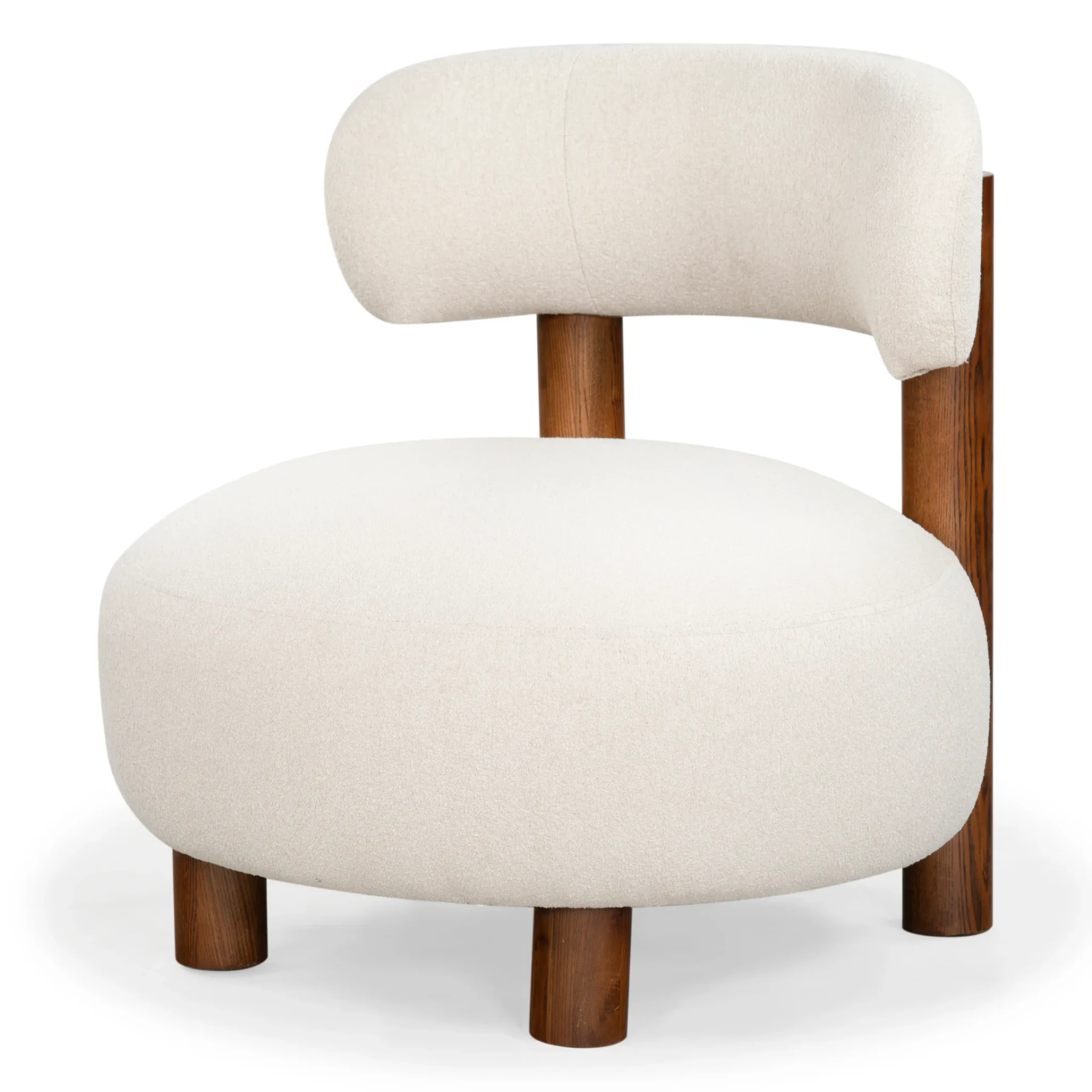 Eduardo Boucle Accent Chair in Tan / Walnut
