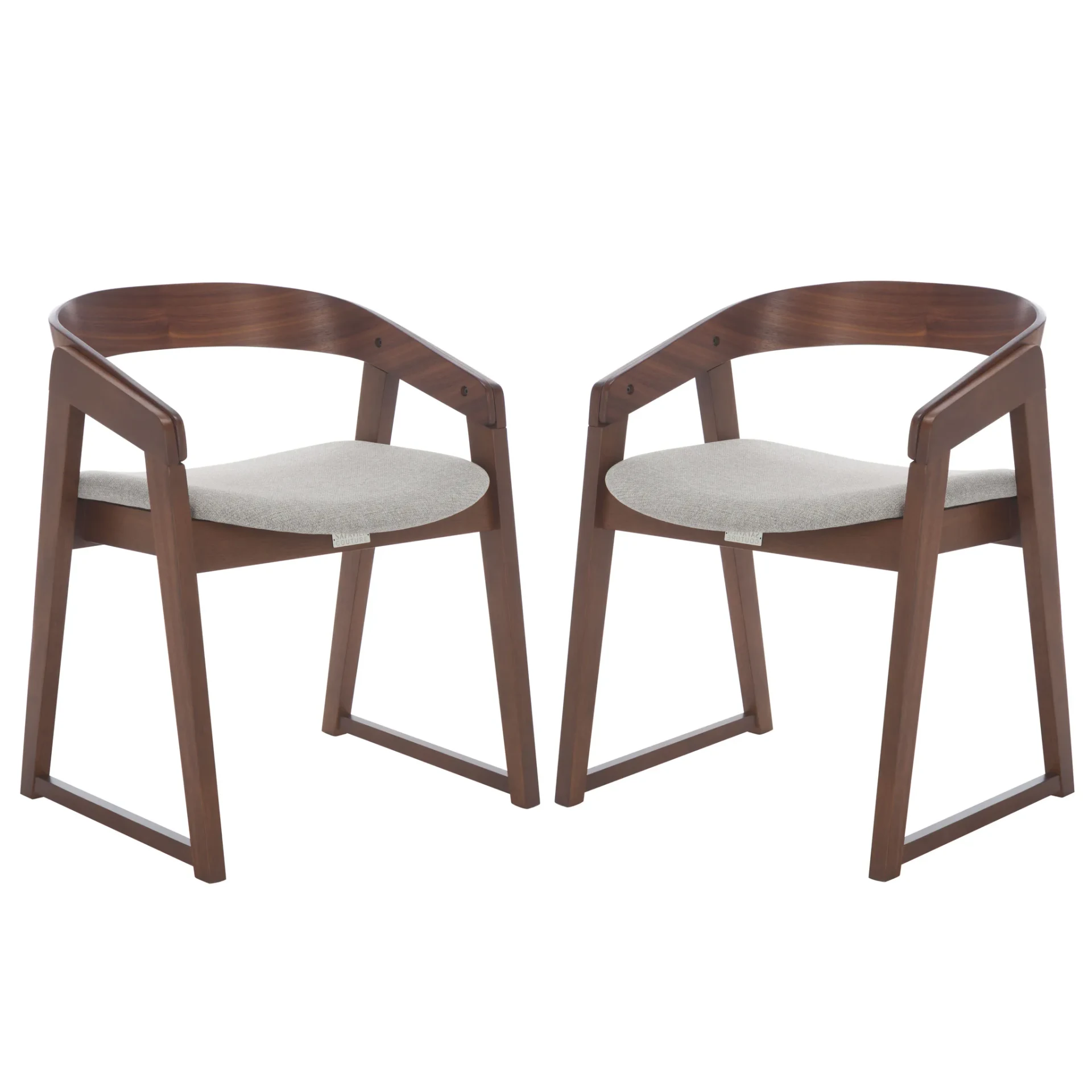 Hildabryna Wood Dining Chair (Set of 2) in Walnut / Light Gray