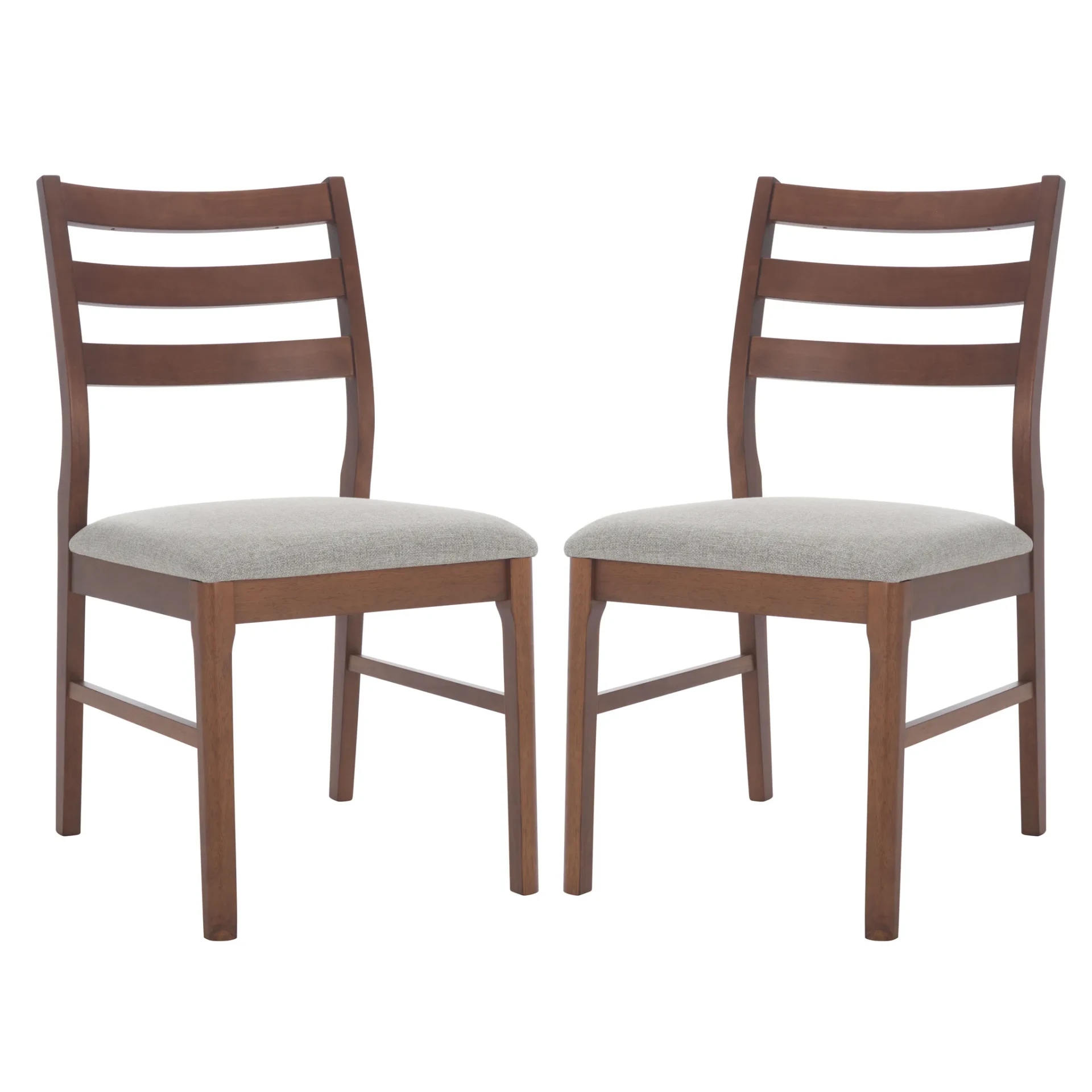 Leroux Ladder Back Dining Chair (Set of 2) in Walnut / Beige