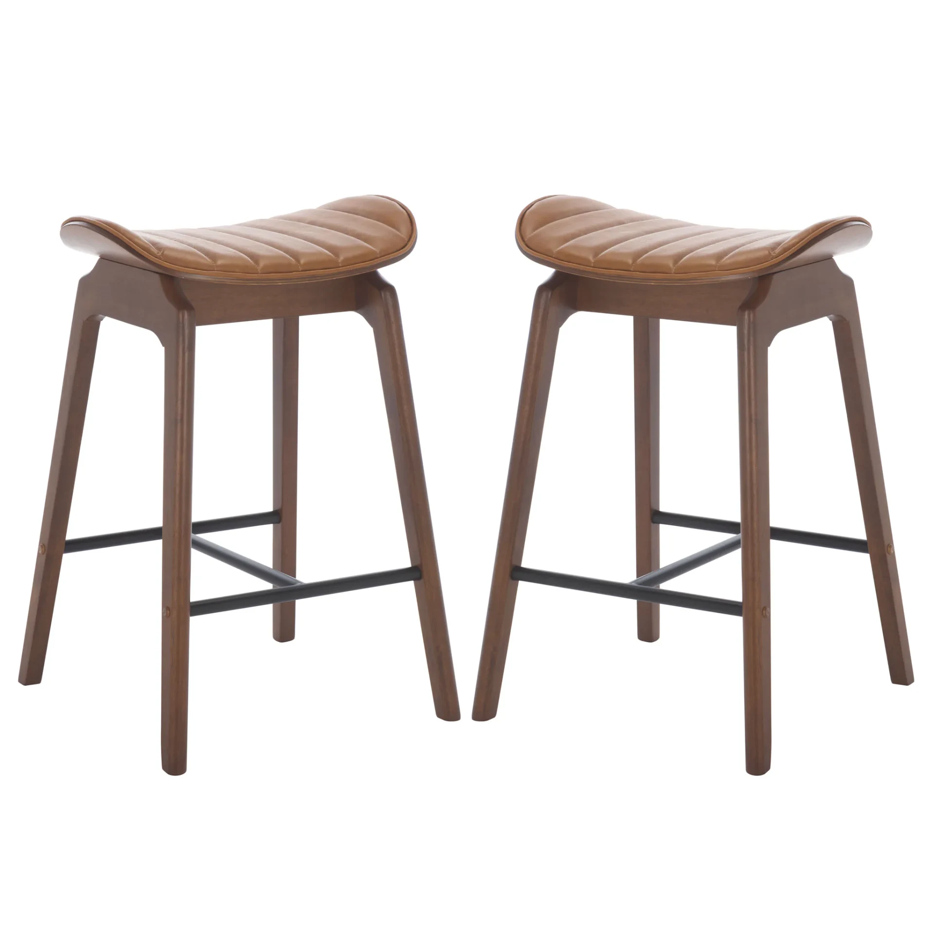 Elline Wood Counter Stool (Set of 2) in Black / Brown