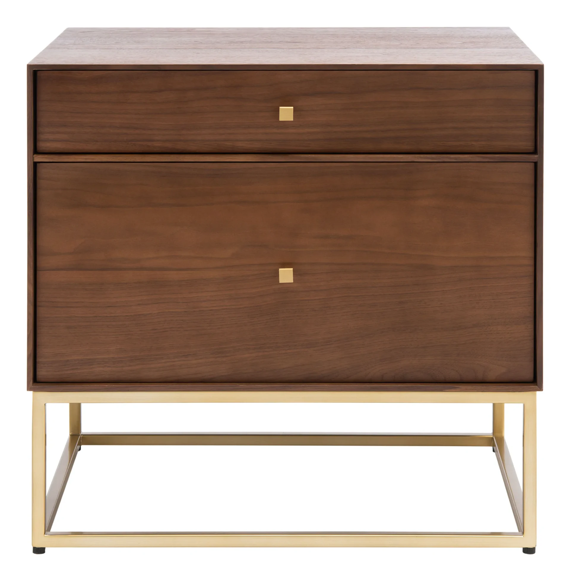 Adelyn Two-Drawer Nightstand in Charcoal / Gold