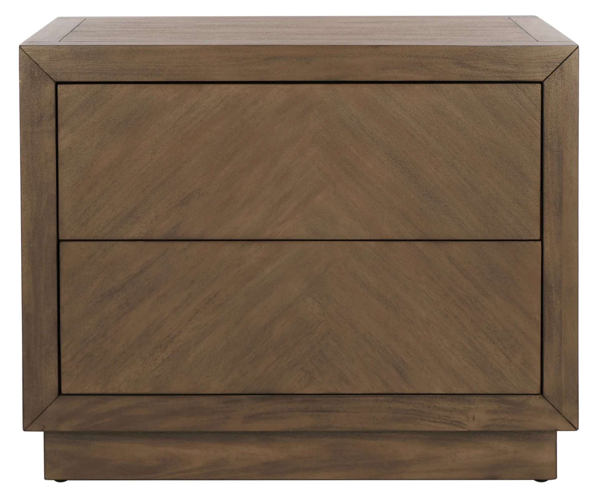 Steve Two-Drawer Wood Nightstand in Brown