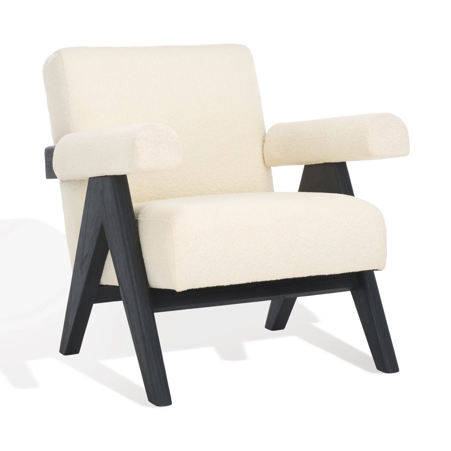 Billie Upholstered Accent Chair in Beige / Black