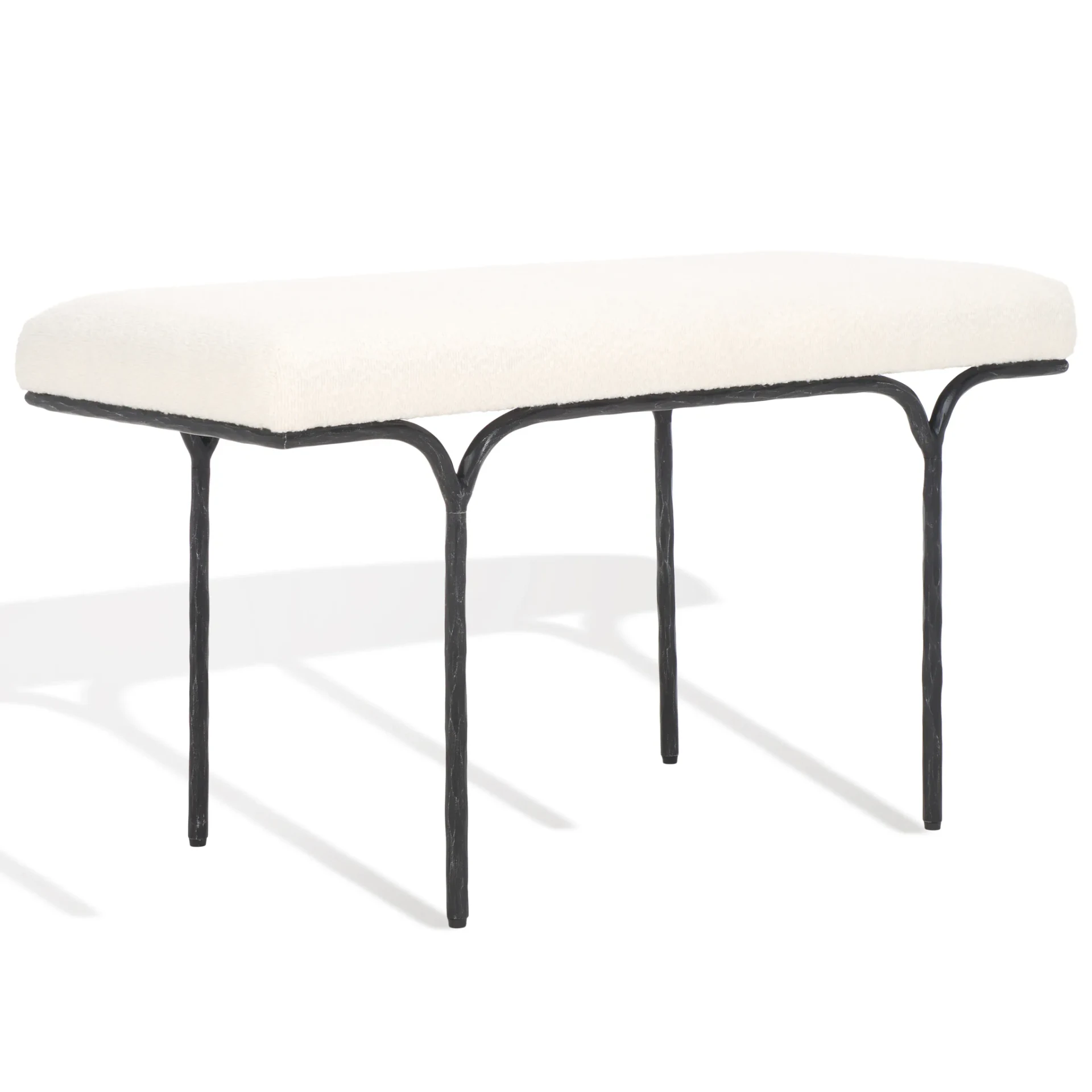 Marvin Boucle 36-Inch Bench in Black / Ivory