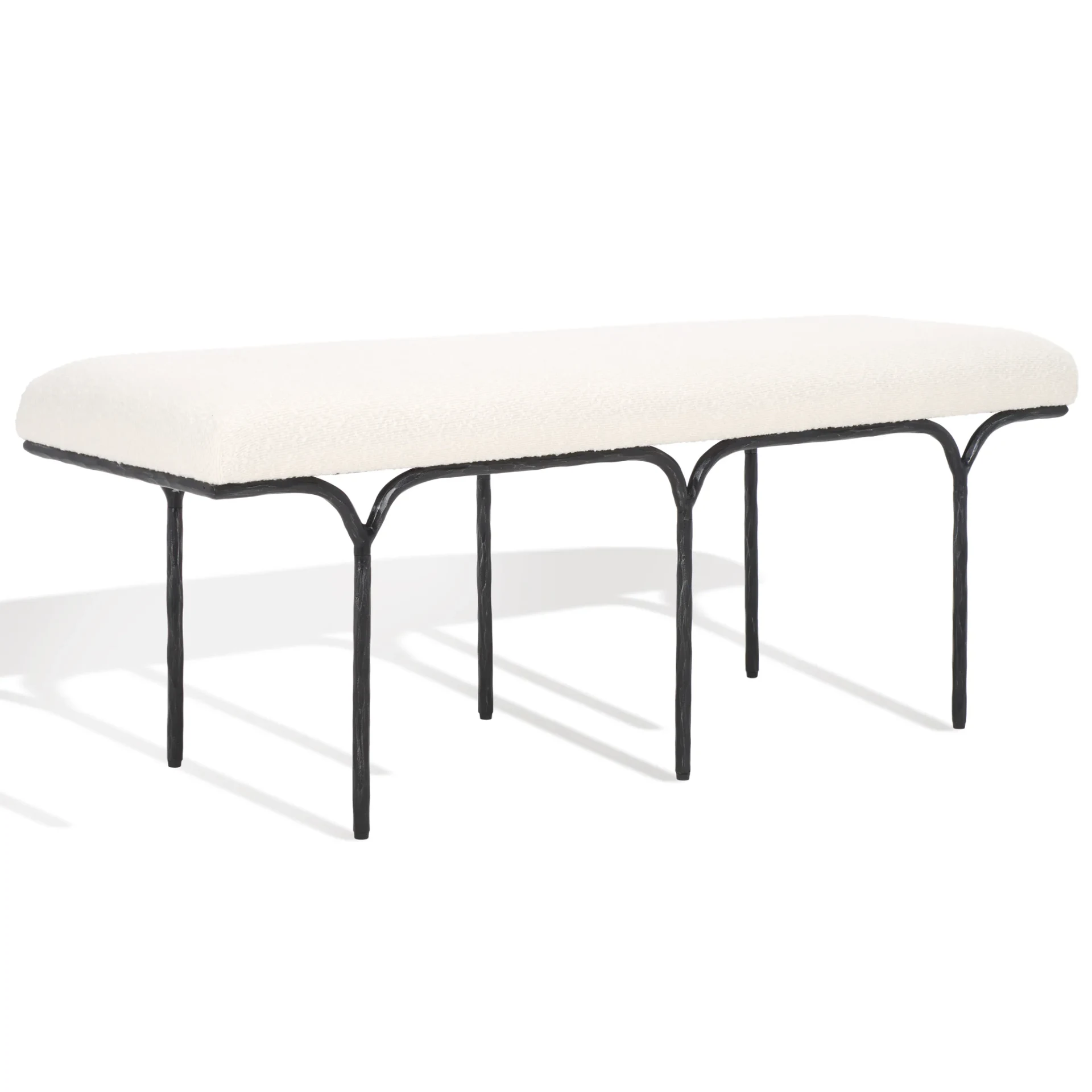Marvin Boucle 48" Bench in Black / Ivory